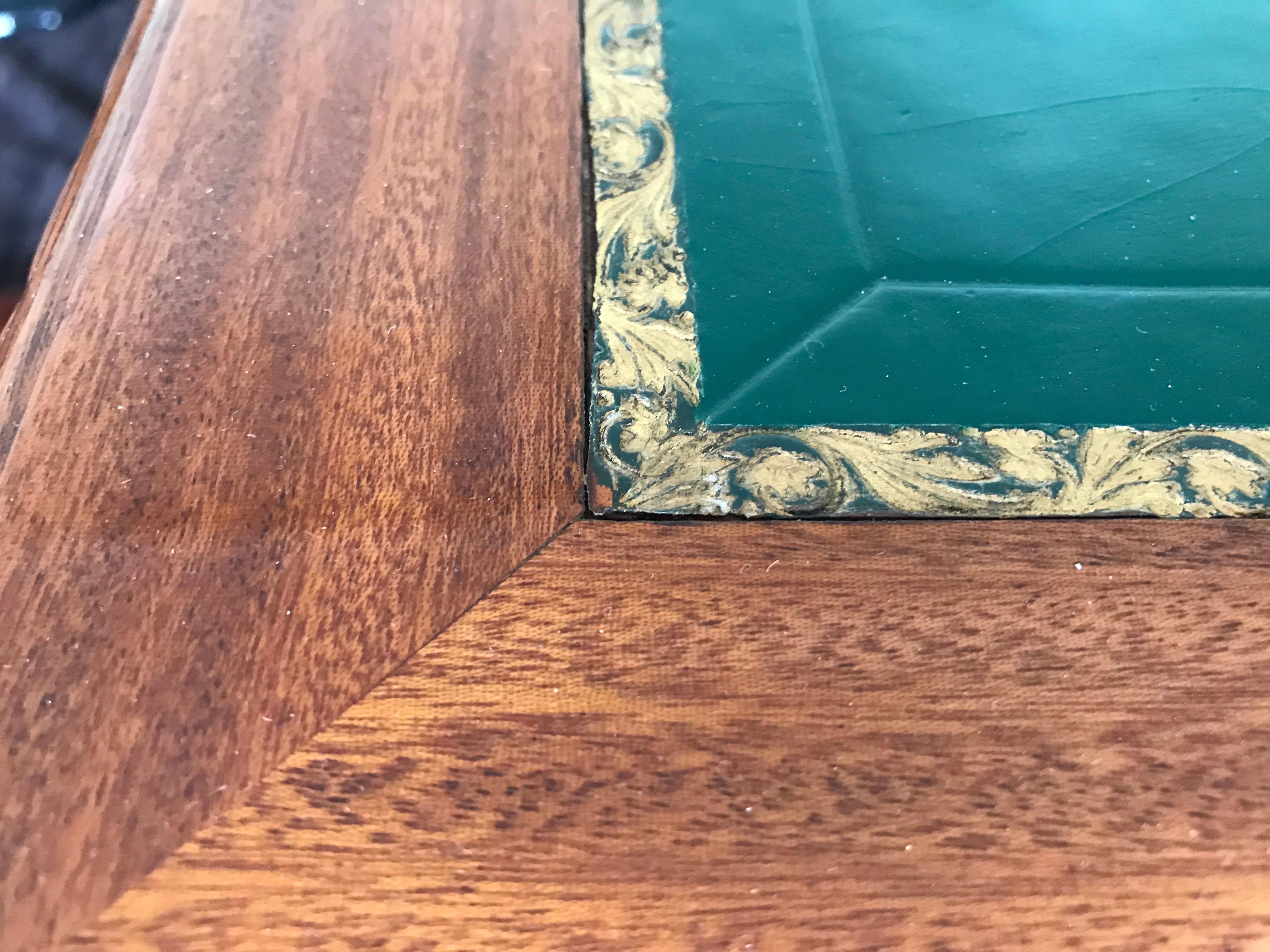 Neoclassical Fench Art Deco Writing Table, Bronze Feet, Brass Strips, circa 1928 For Sale 2