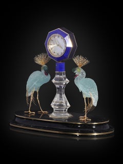 Piedra Preciosa Arte Escultura Reloj, Aguamarina Zafiro Tallado Diamante