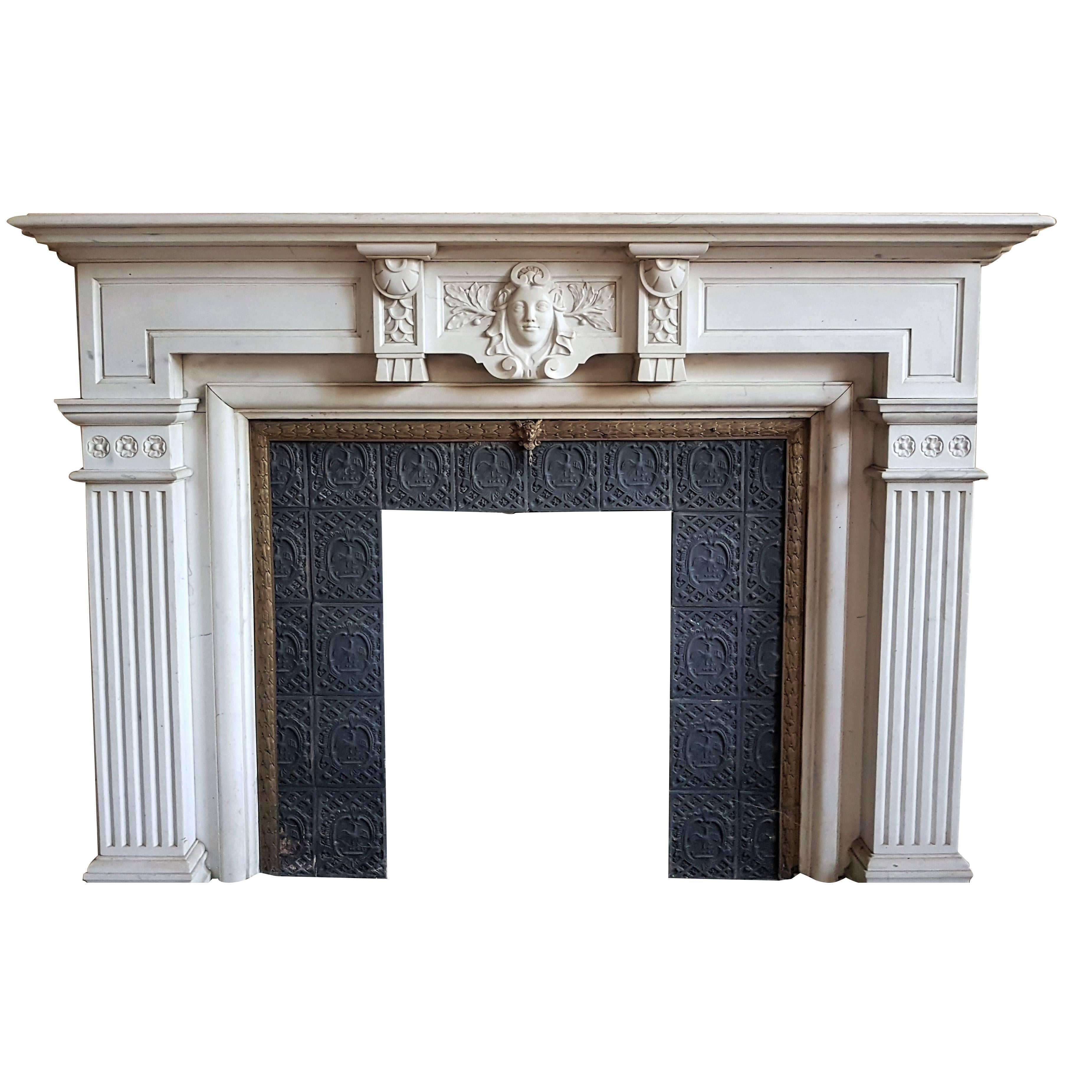 Classic Fireplace Most Softened Carrara Marble For Sale