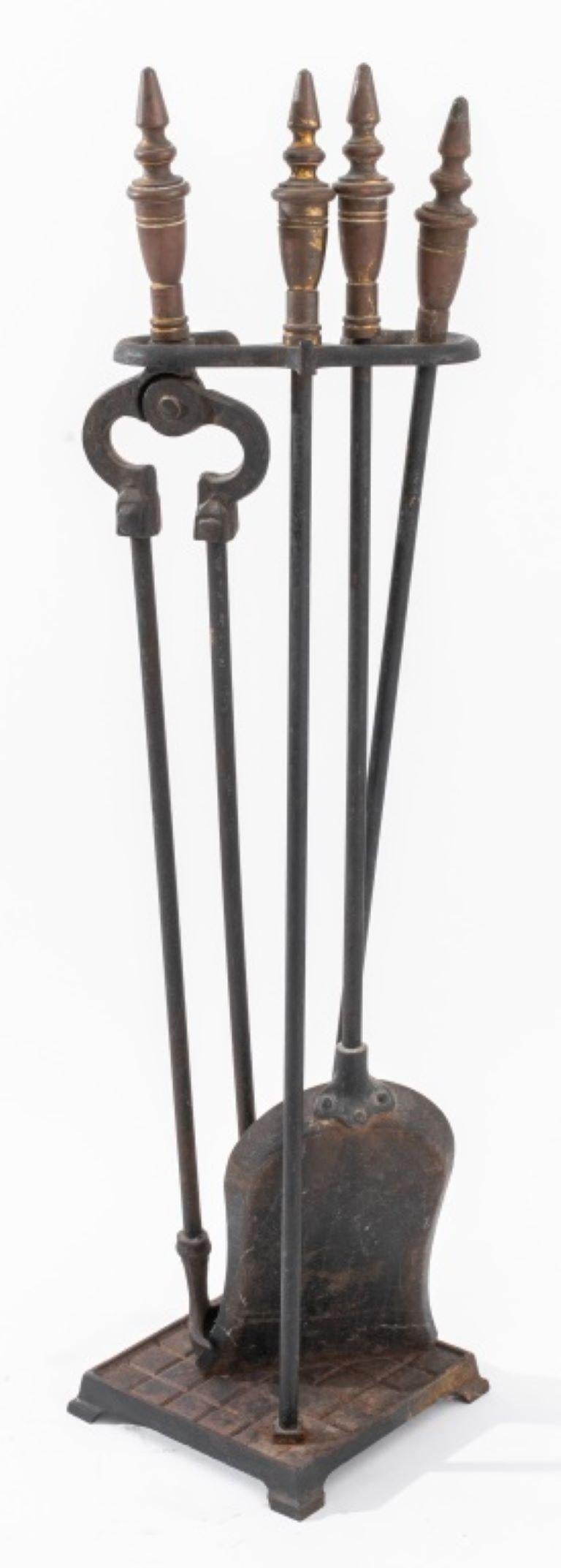 19th Century Neoclassical Fireplace Tool Set, 4 Pieces For Sale