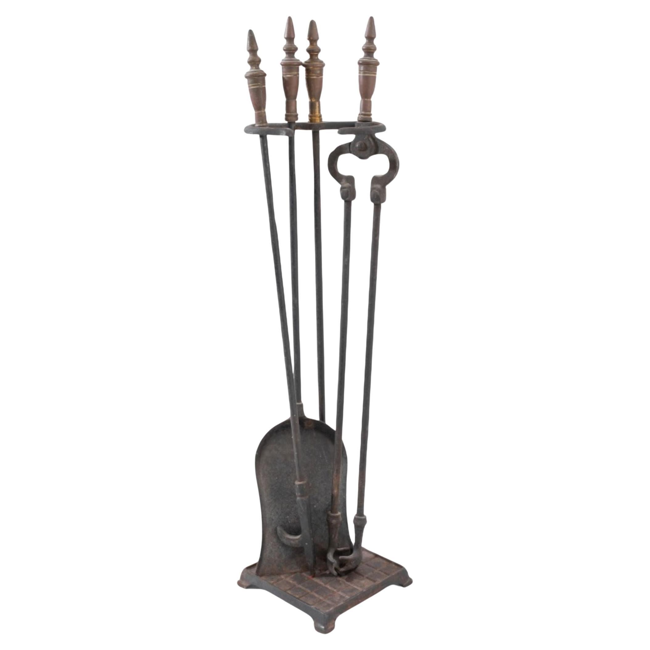 Neoclassical Fireplace Tool Set, 4 Pieces For Sale