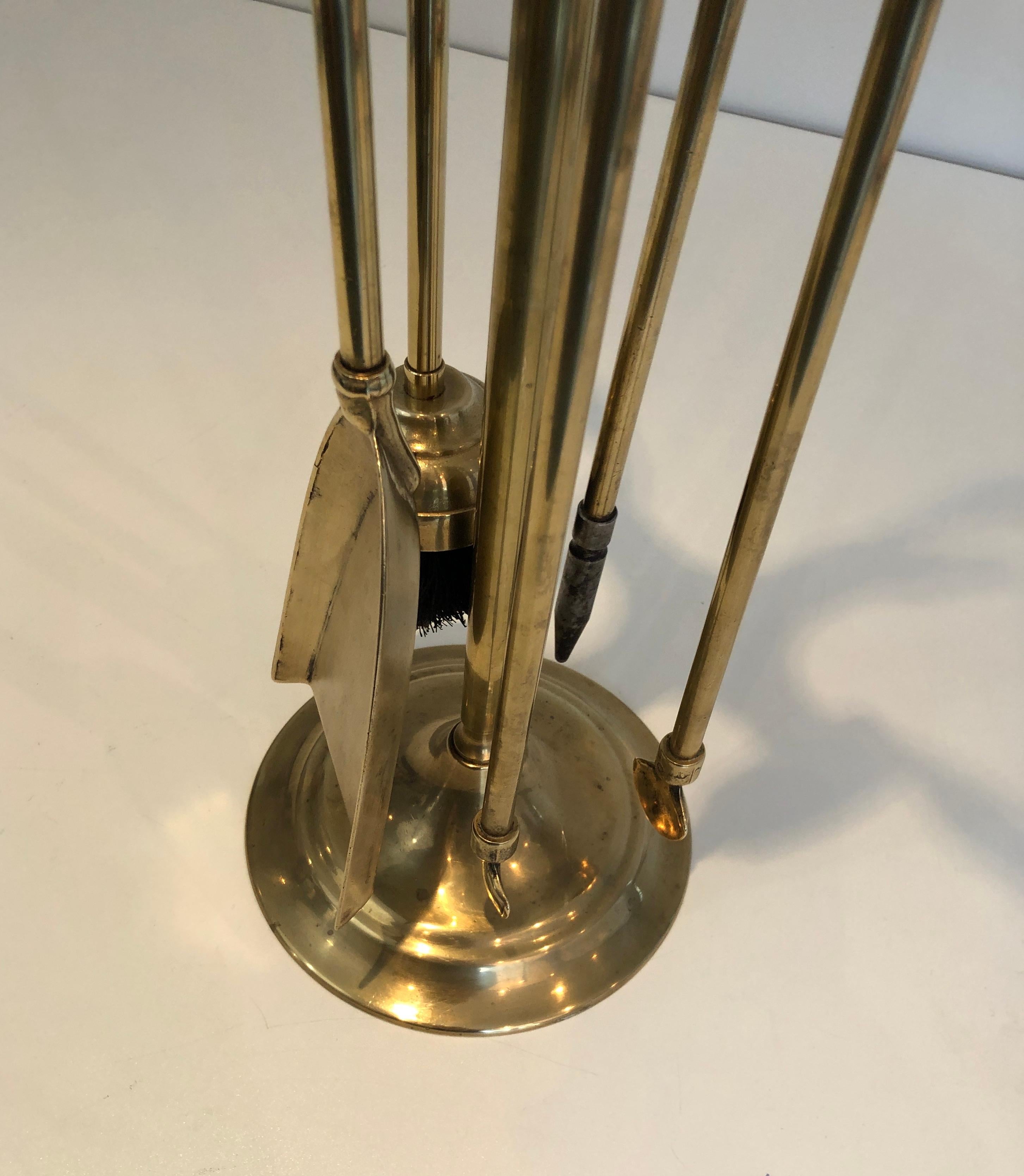 Neoclassical Fireplace Tools in Brass with Duck Heads, French, circa 1960 2