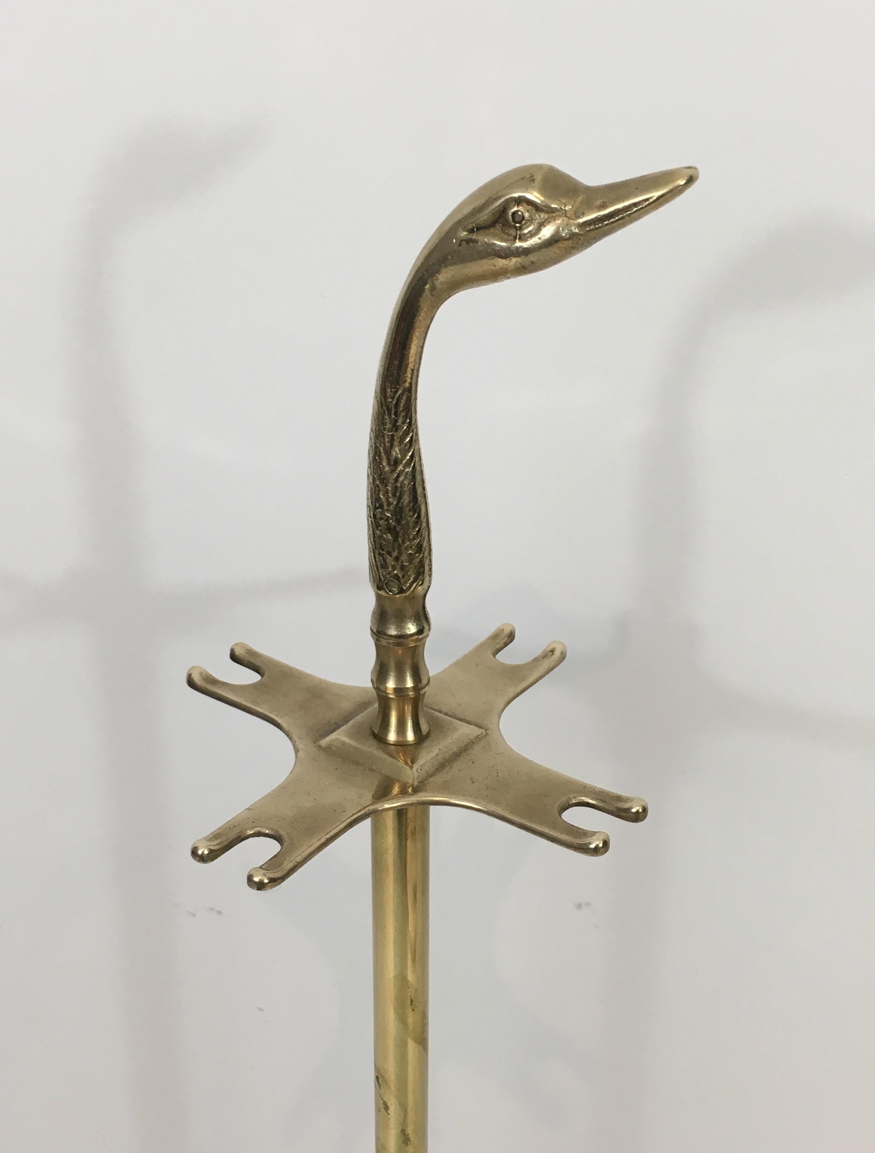 Neoclassical Fireplace Tools in Brass with Duck Heads, French, circa 1960  5