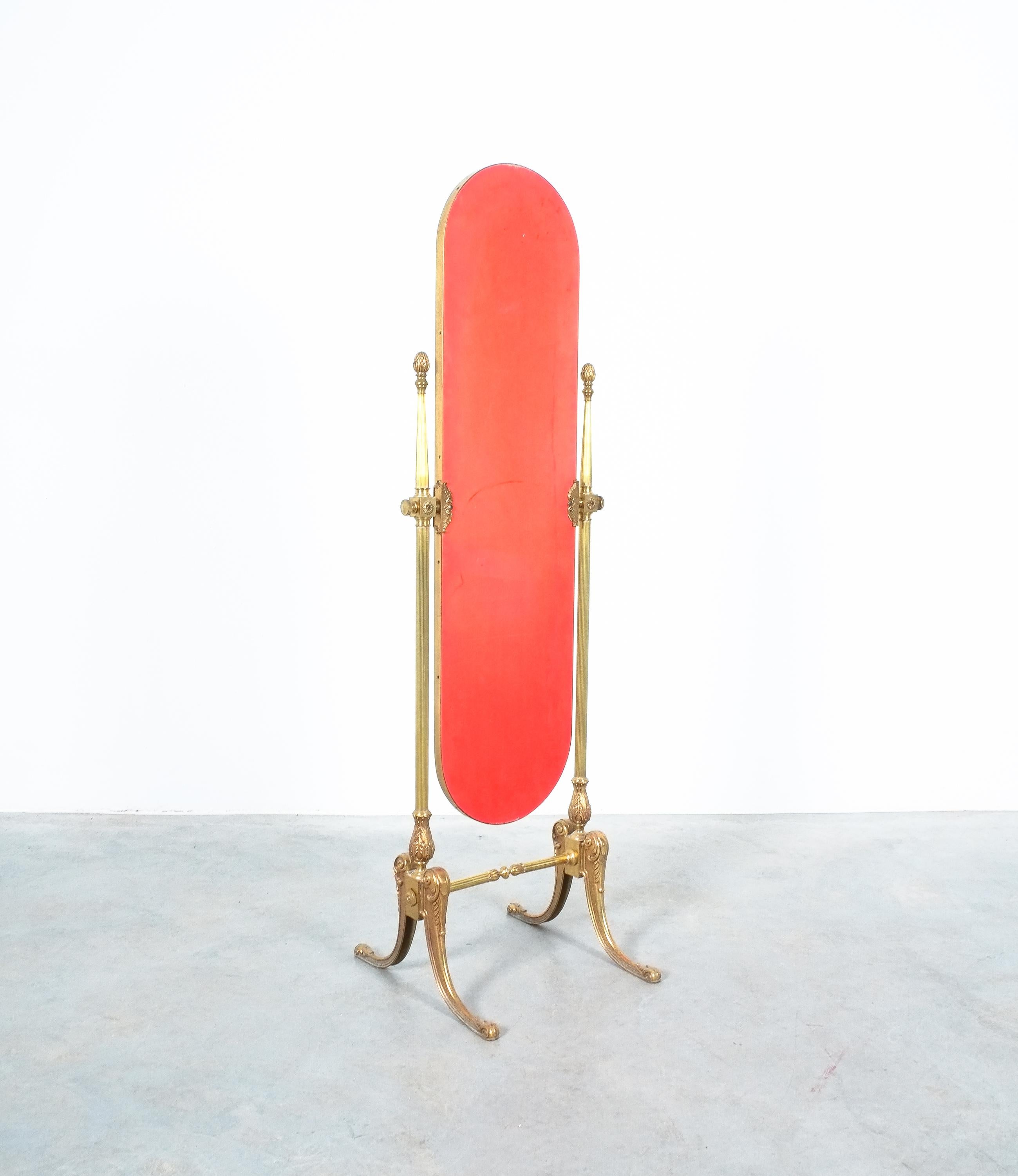 Neoclassical Floor Standing Cheval Mirror Made from Brass, France, 1970 2