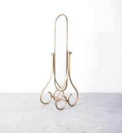 Neoclassical Floor Standing Cheval Mirror Made from Brass, France, 1970