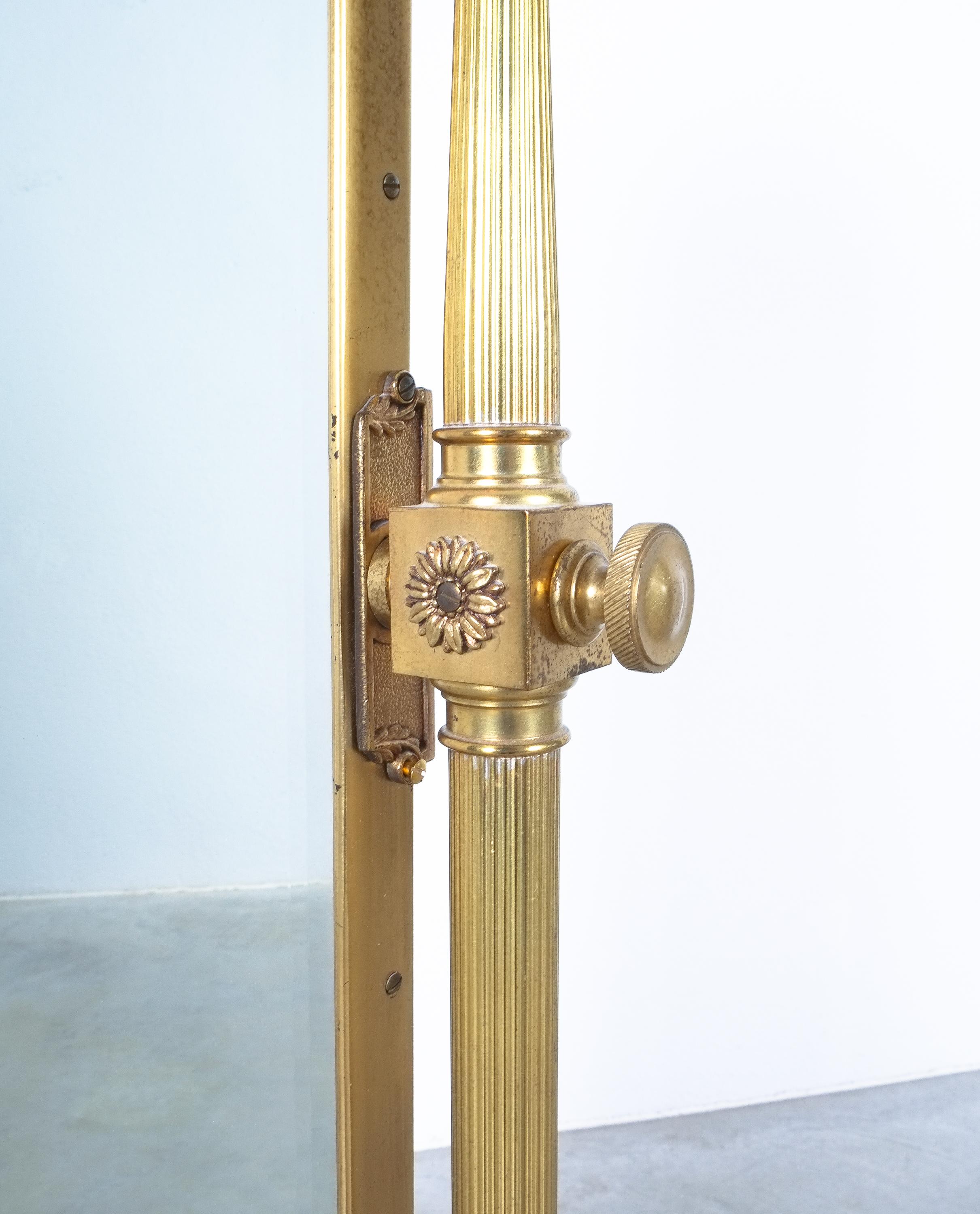 Neoclassical Revival Neoclassical Floor Standing Cheval Mirror Made from Brass, France, 1970