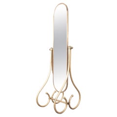 Neoclassical Floor Standing Cheval Mirror Made from Brass, France, 1970