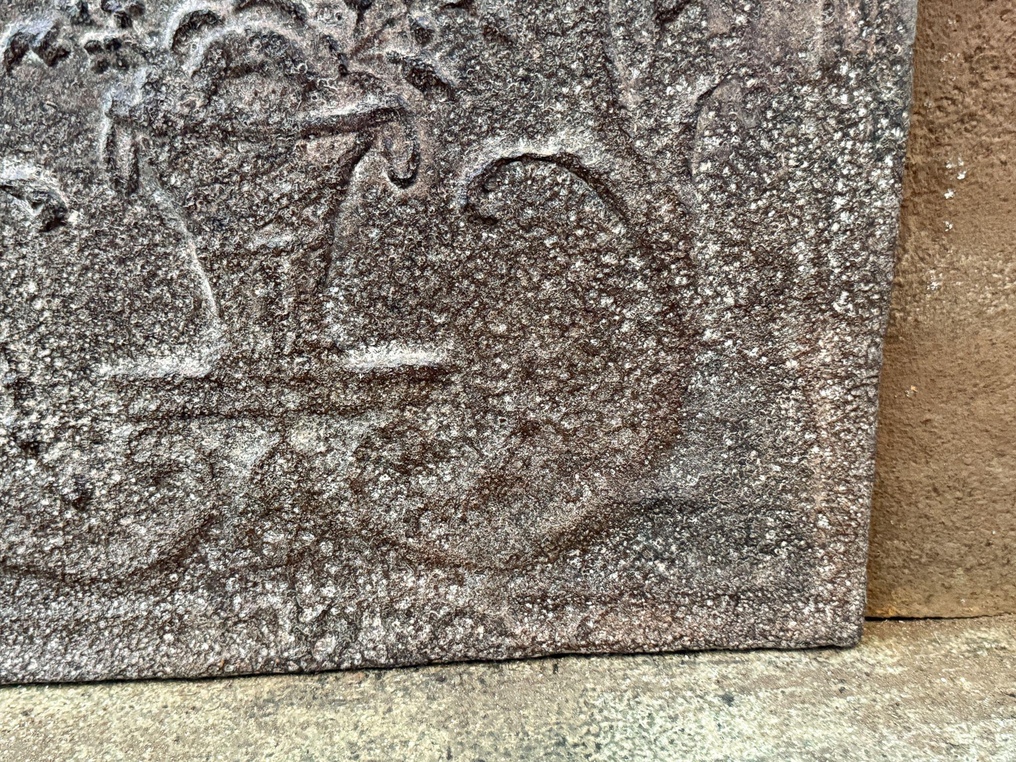 Iron Neoclassical 'Flower Basket' Fireback / Backsplash, Early 19th Century For Sale