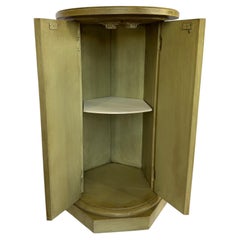 Neoclassical Fluted Column Bar Cabinet Pedestal Side End Table, Vintage Revival