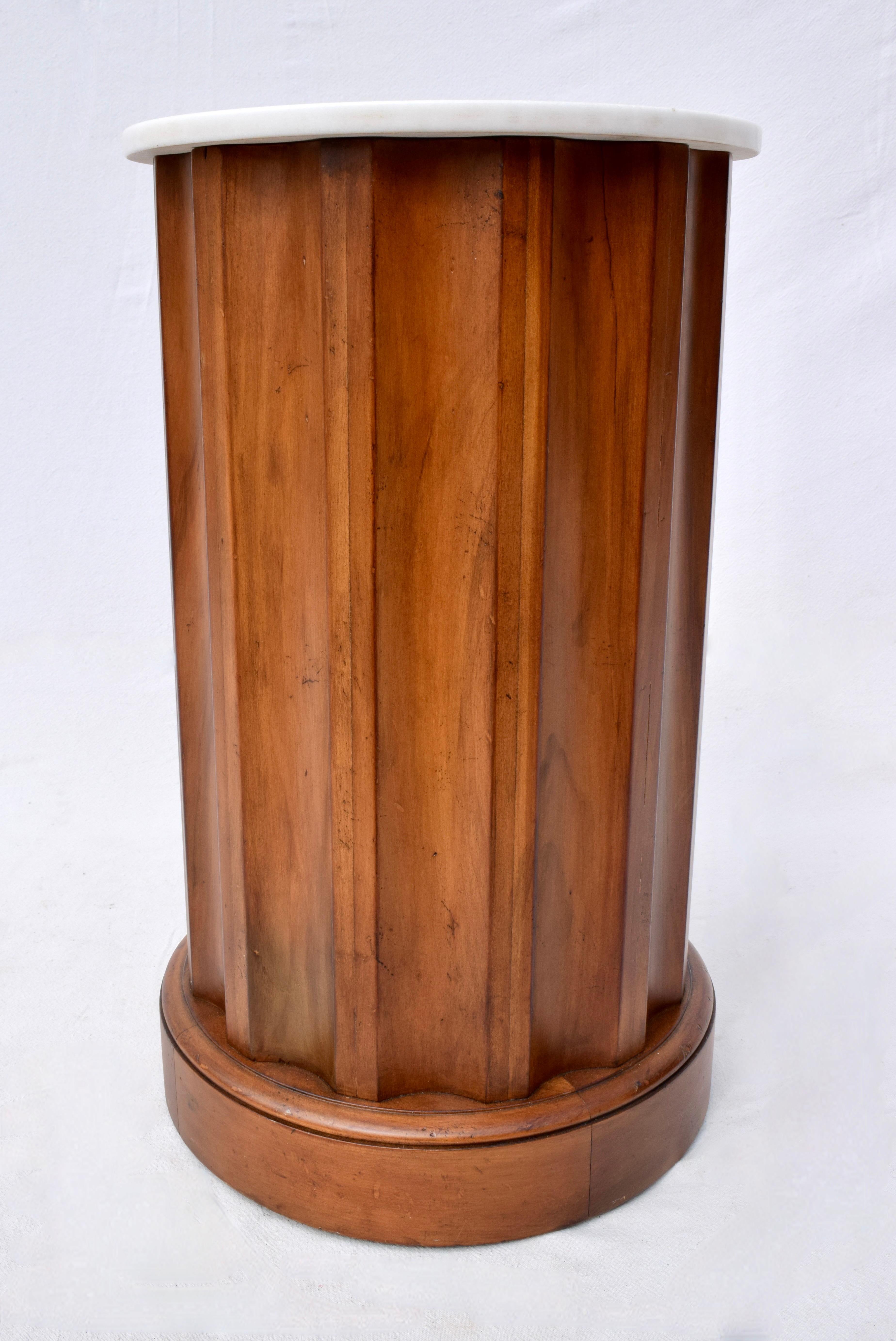 Neoclassical Fluted Column Cabinet Table Marble Top 2