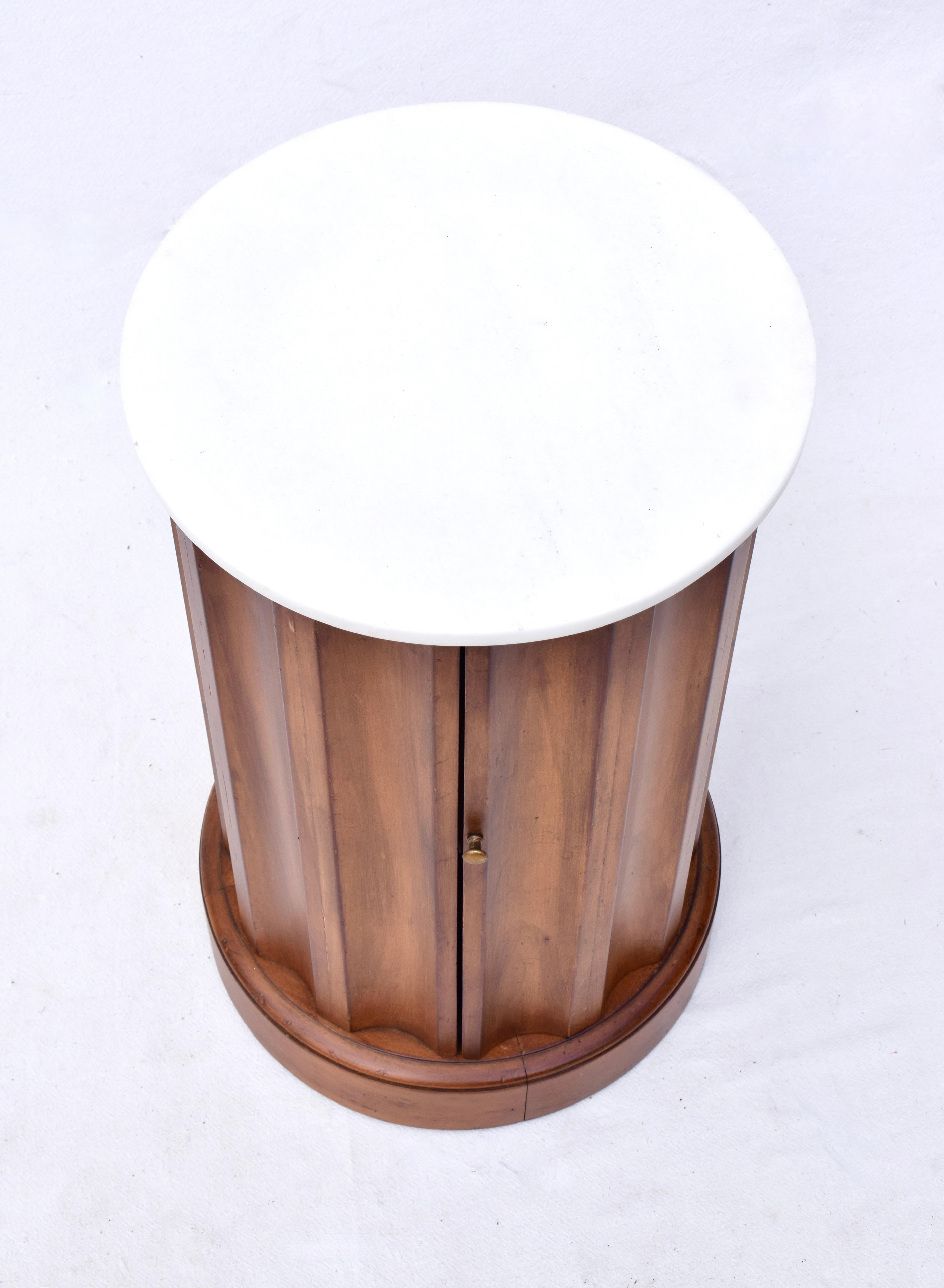 Neoclassical Fluted Column Cabinet Table Marble Top 3