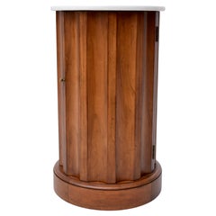 Neoclassical Fluted Column Cabinet Table Marble Top