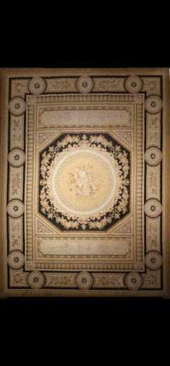 Neoclassical Hand-Knotted Wool Carpet, Aubusson Style, 20th Century
