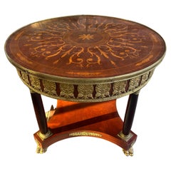 Neoclassical French 19th-20th C. Circular Marquetry Ormolu Table François Linke