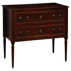 Neoclassical French 2-Drawer Raised Commode w/Original Brass Hardware