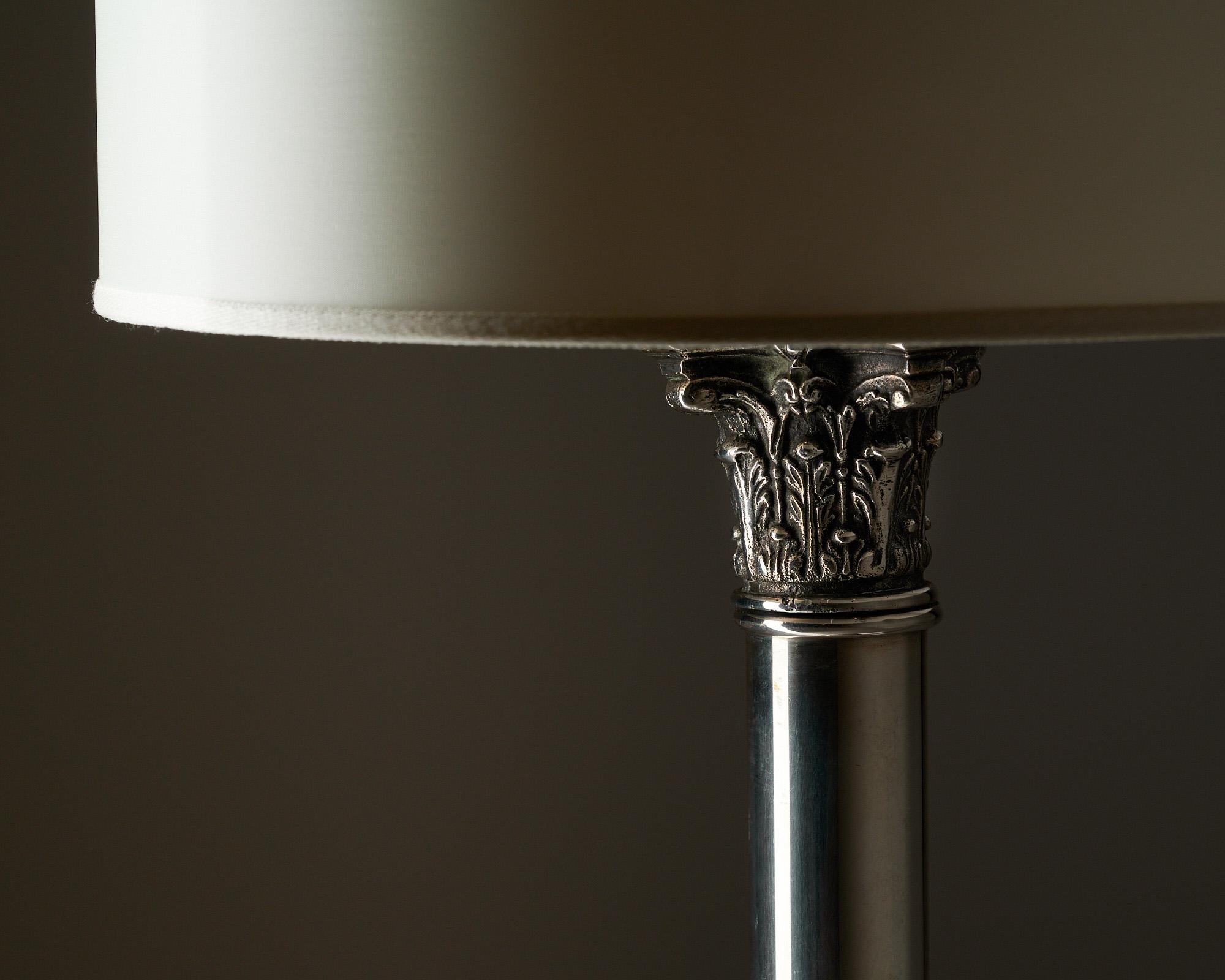 Metal Neoclassical French Antique Column Lamp For Sale