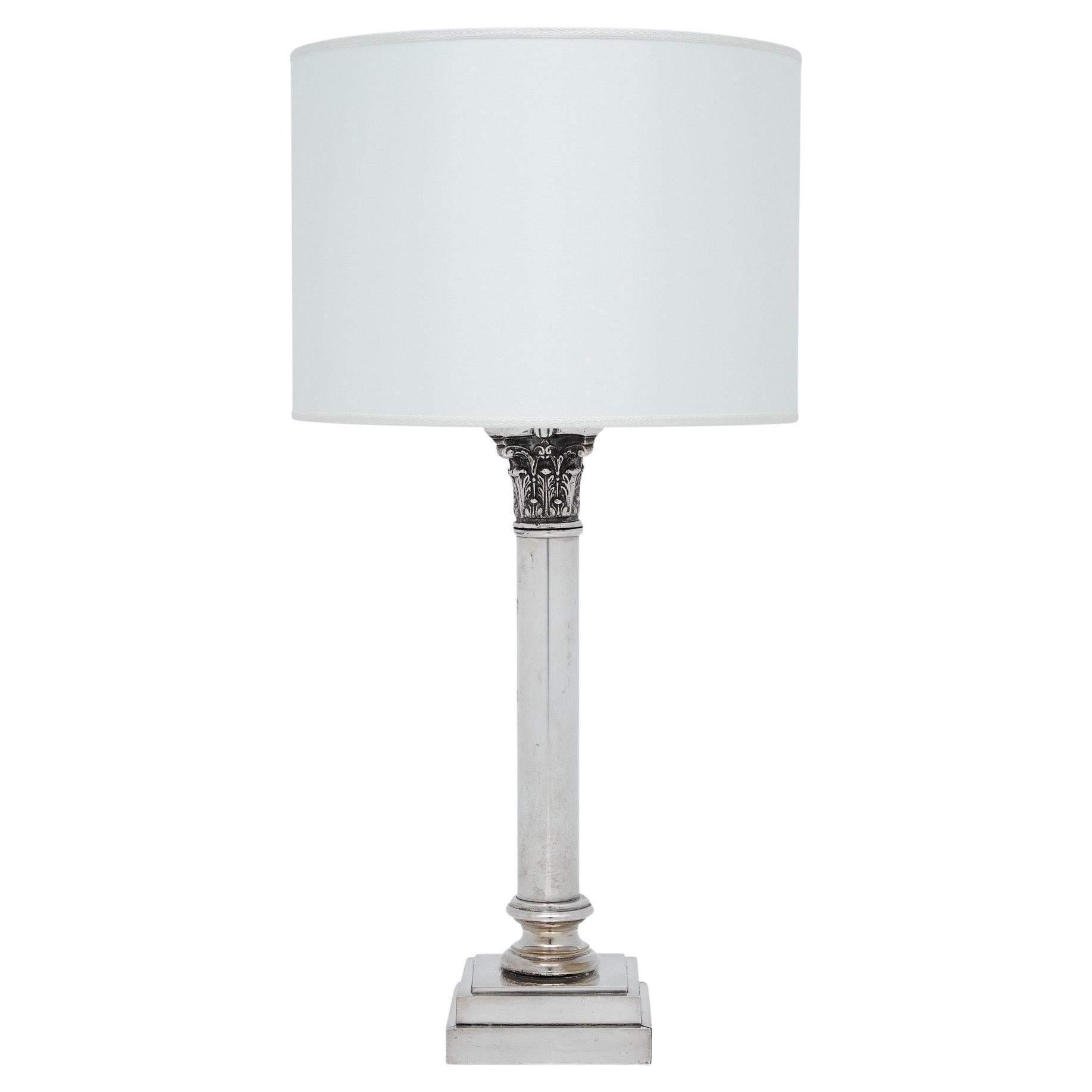 Neoclassical French Antique Column Lamp For Sale