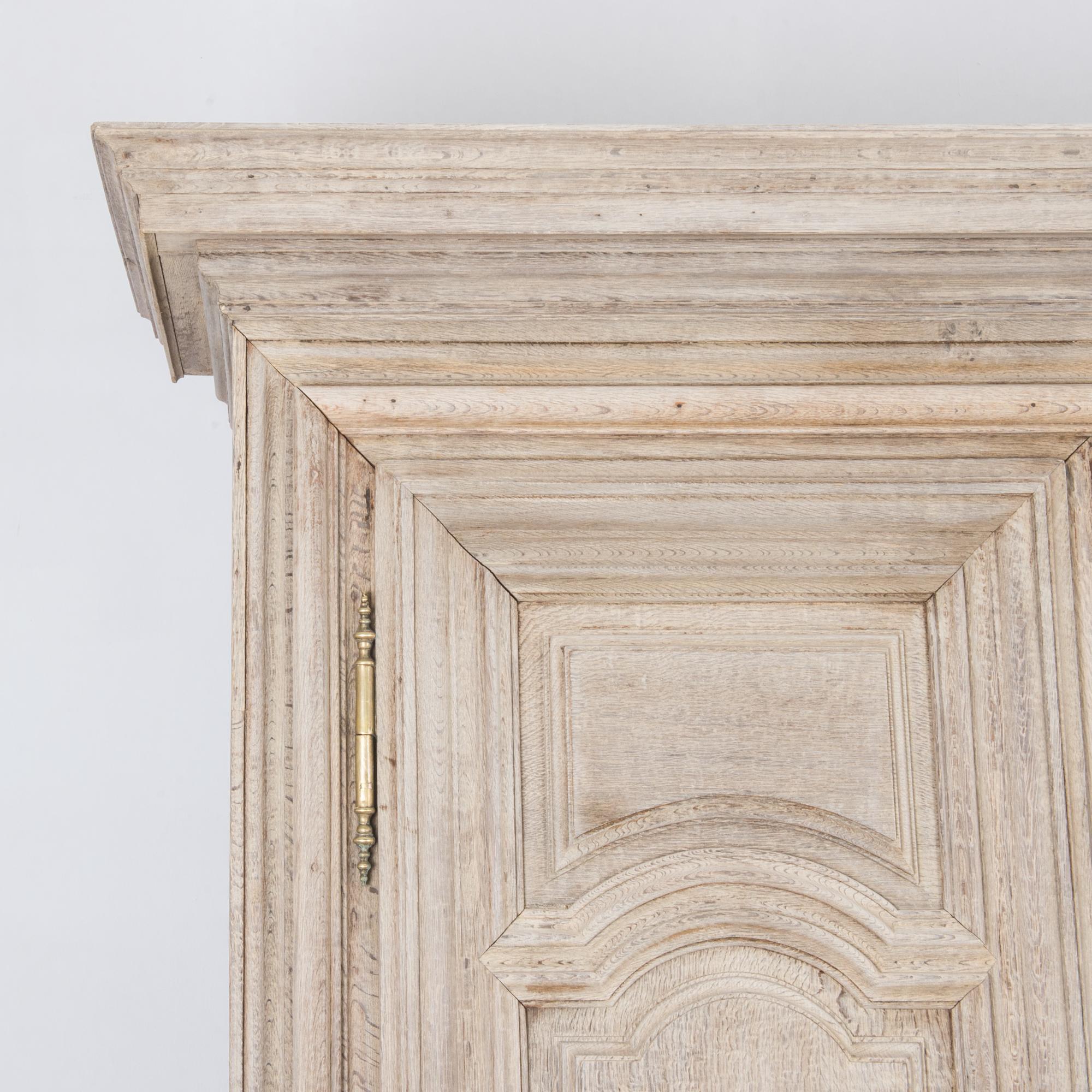 Early 19th Century Neoclassical French Bleached Oak Armoire