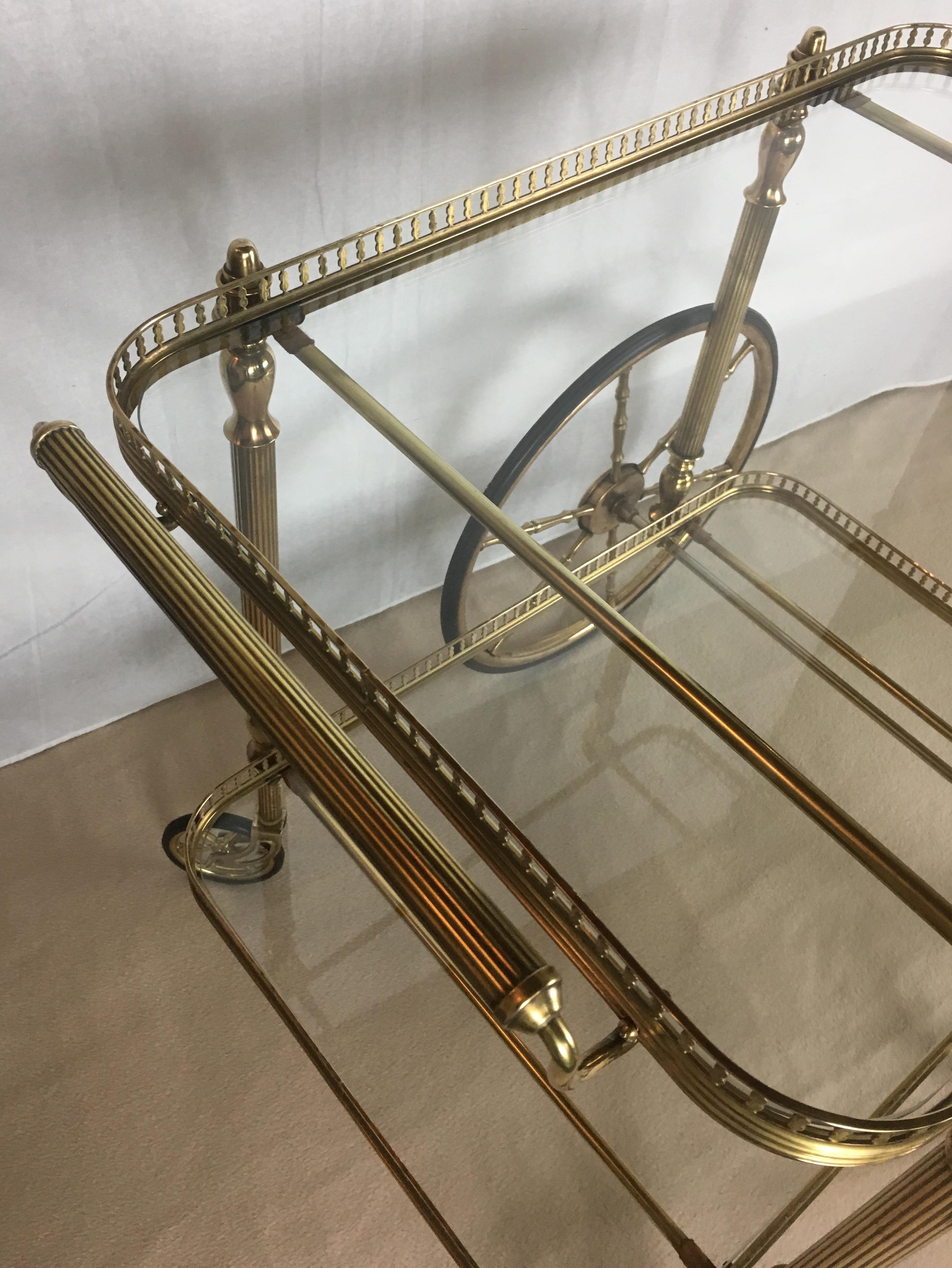 Neoclassical French Brass Trolley or Bar Cart, circa 1940 Attrib. Maison Jansen 5