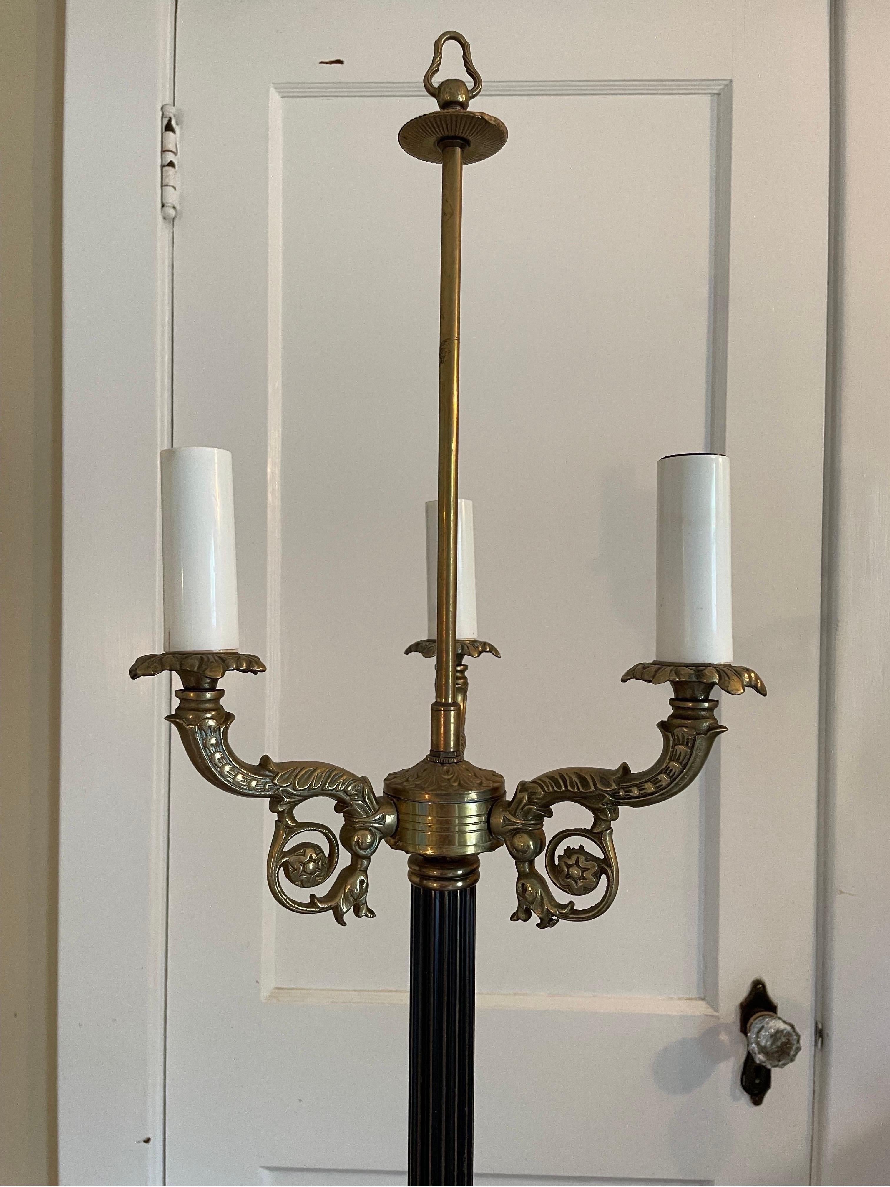20th Century Neoclassical French Bronze/Brass Bouillotte Floor Lamp For Sale