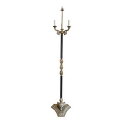Lampadaire néoclassique français en bronze/laiton Bouillotte