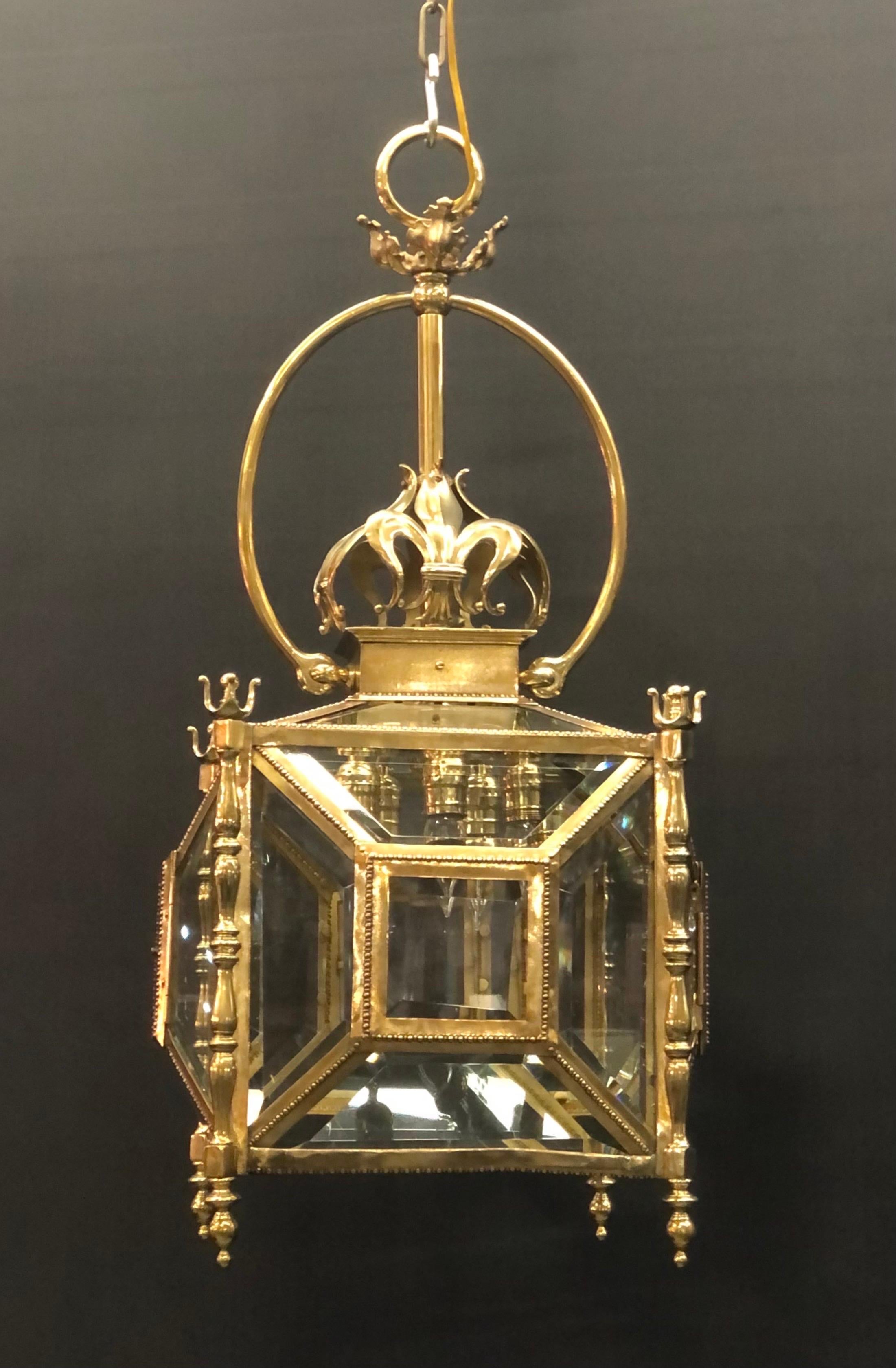 19th Century Neoclassical French Bronze Gas Lantern / Gasolier  For Sale
