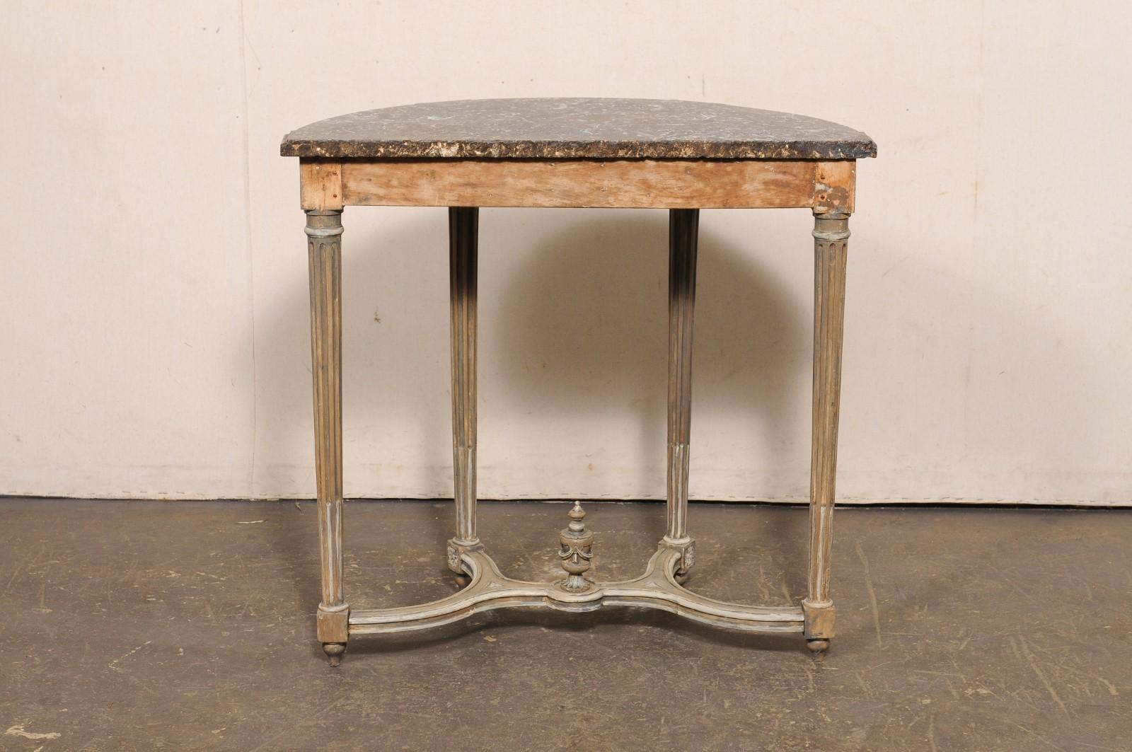 Neoclassical French Cute-Sized Marble Top Demi-Lune Console, 19th C. For Sale 6