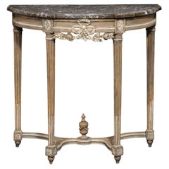 Neoclassical French Cute-Sized Marble Top Demi-Lune Console, 19th C.