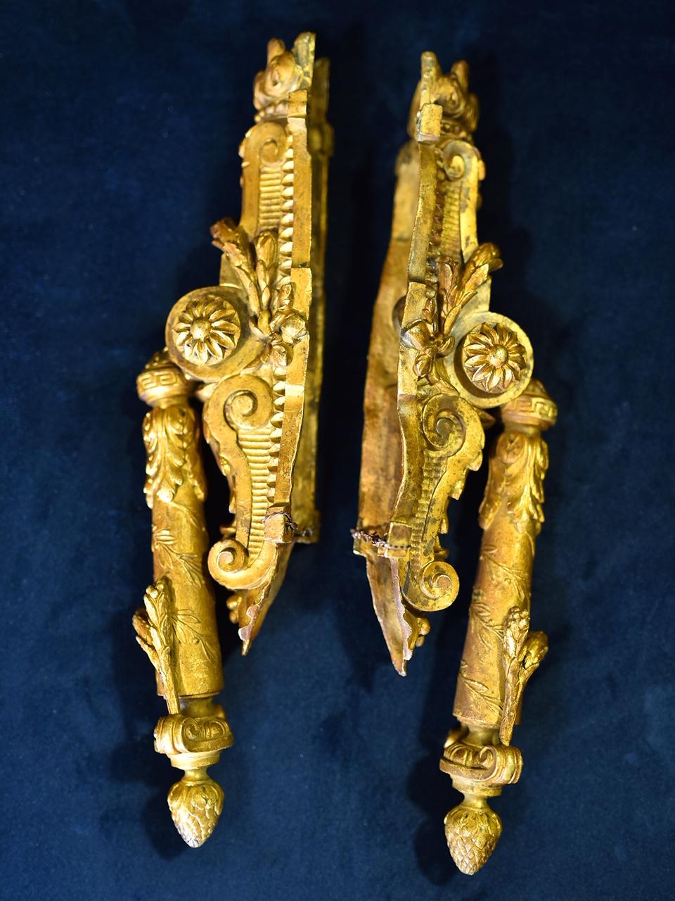Neoclassical French Door Knockers in Gilded Brass, 1940s 3