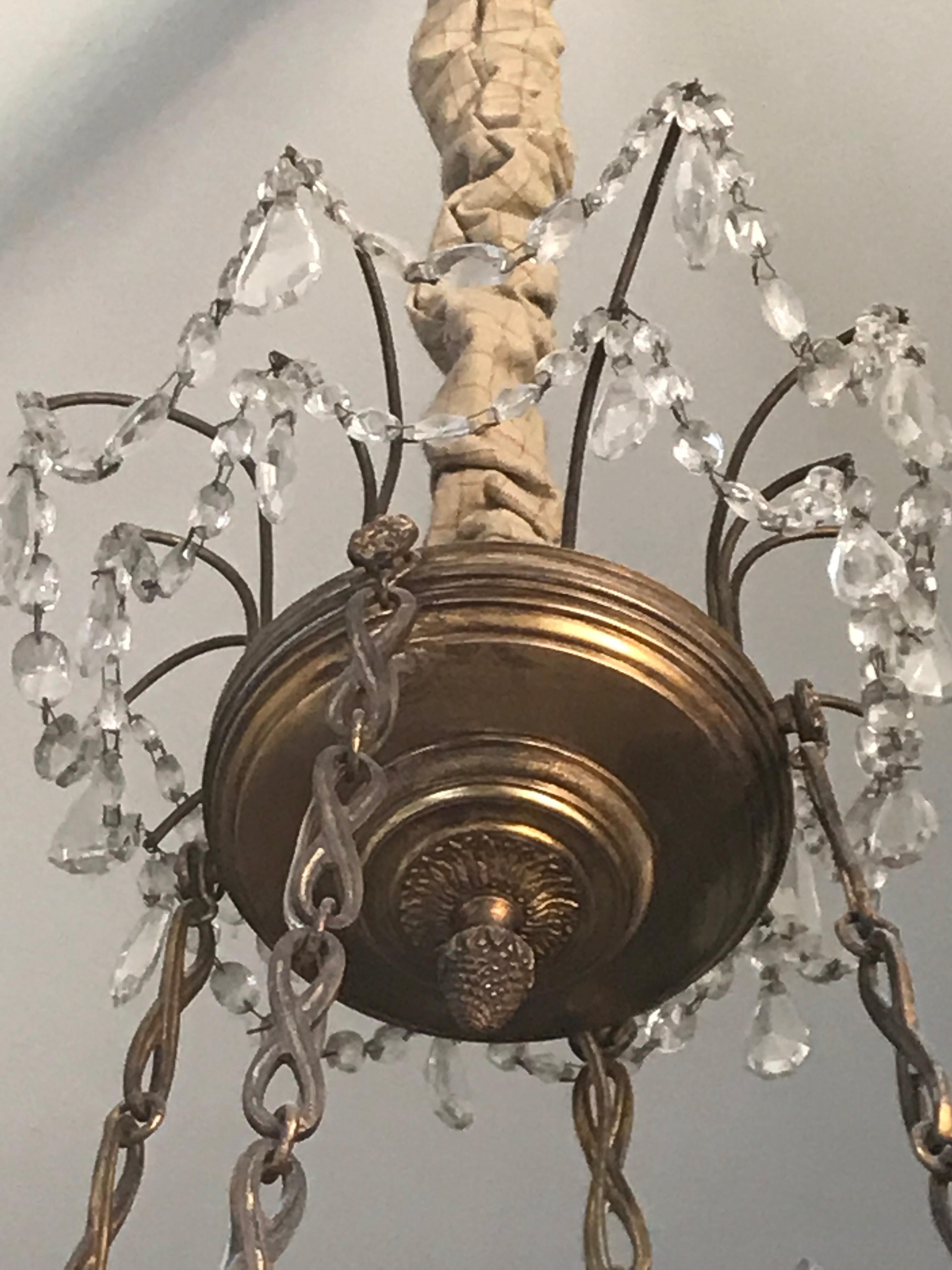 Neoclassical French Dore Bronze and Crystal Eight-Arm Chandelier For Sale 2
