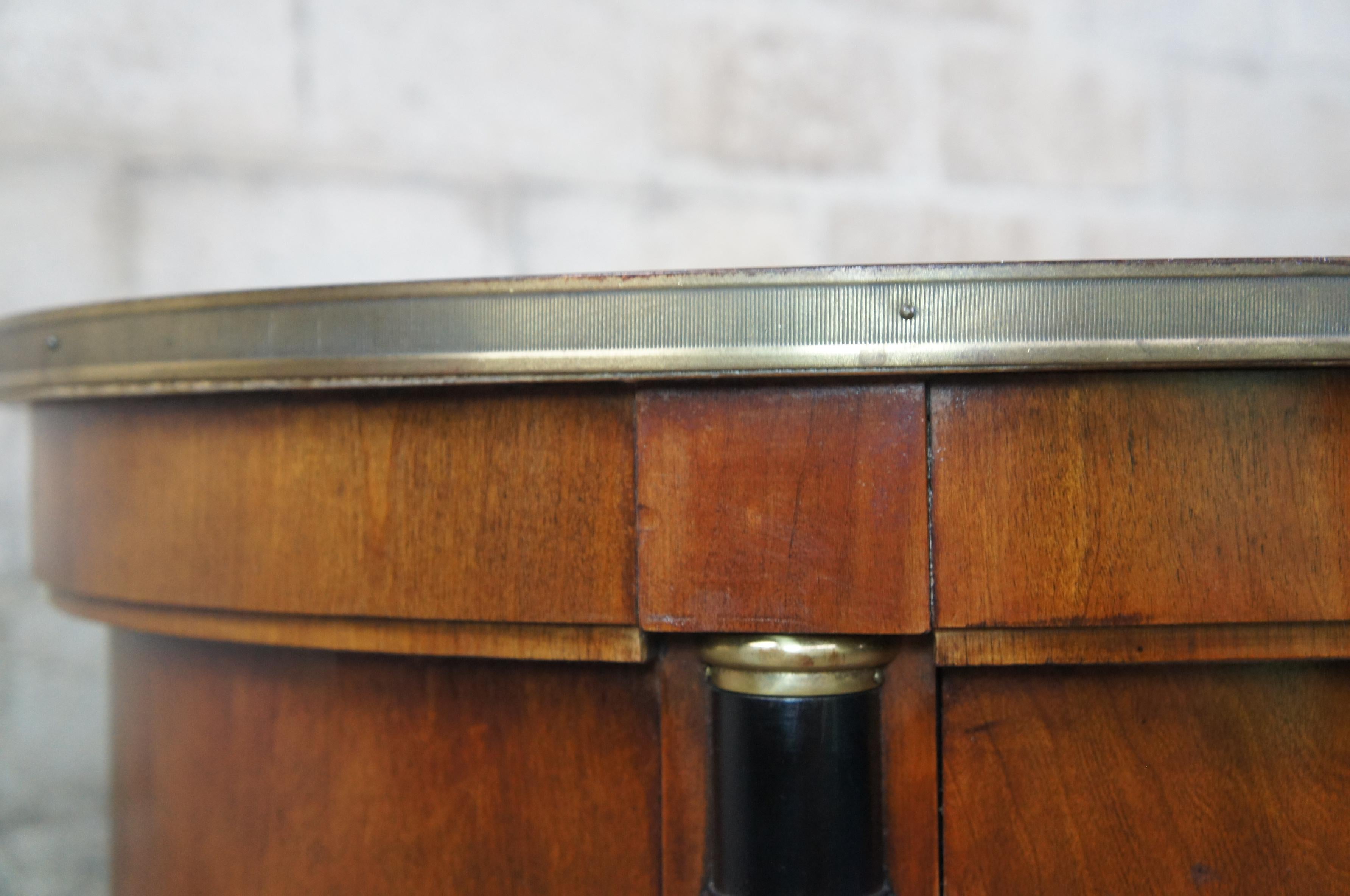 Neoclassical French Empire Round Cherry Somno Drum Table Nightstand Cabinet Vtg In Good Condition In Dayton, OH