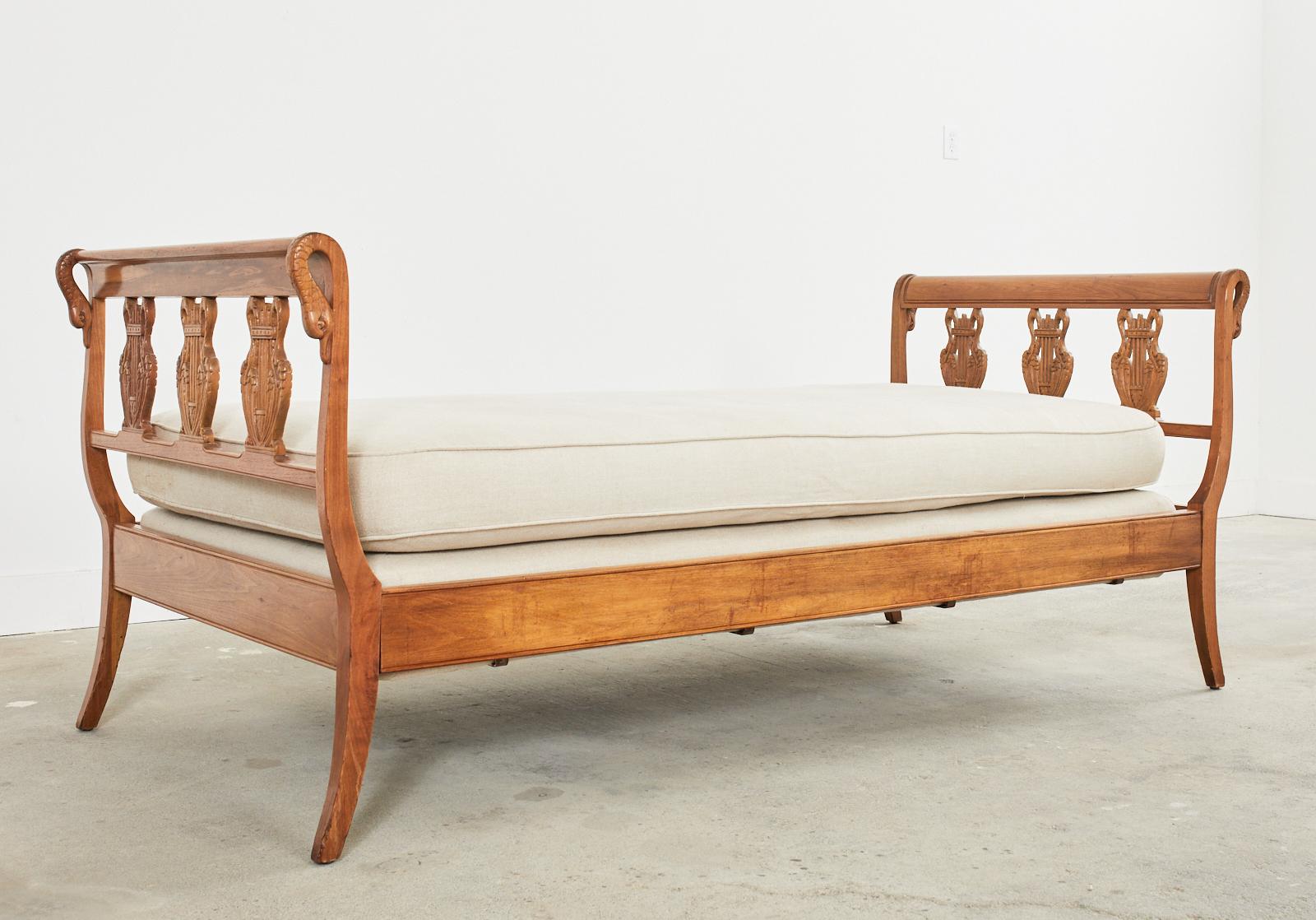Hand-Crafted Neoclassical French Empire Style Swan Neck Daybed