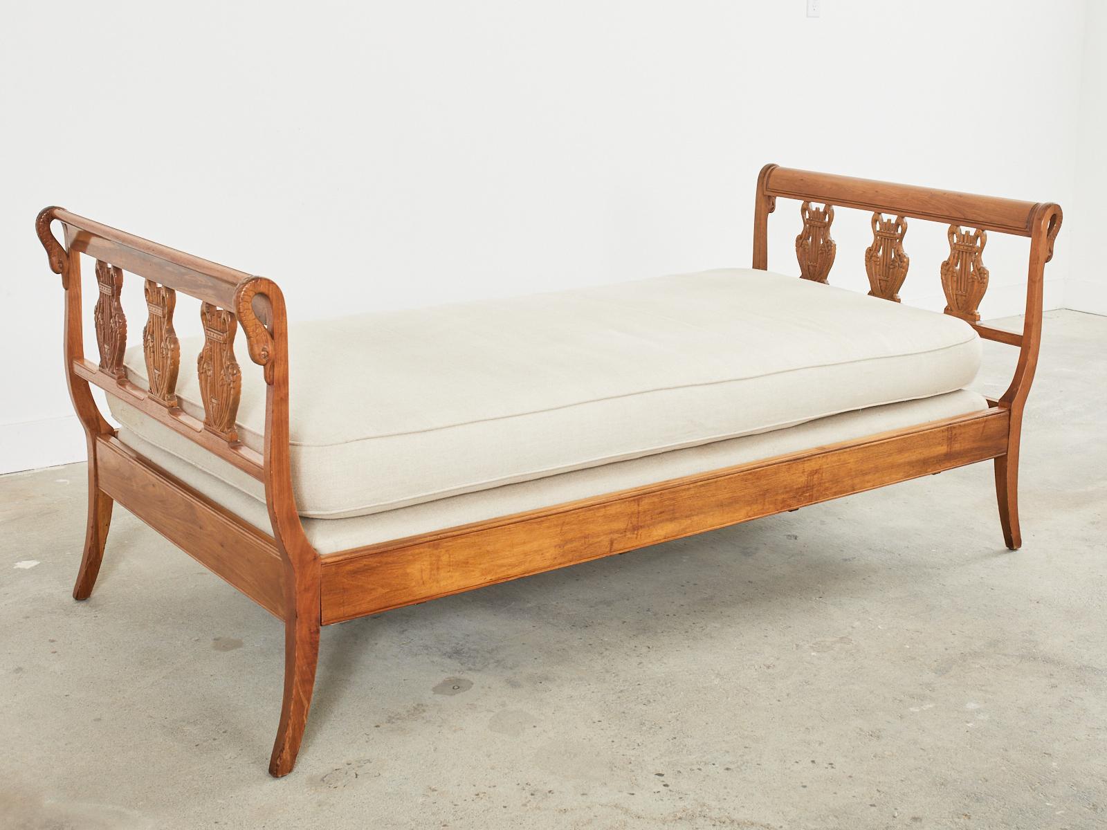 Hand-Crafted Neoclassical French Empire Style Swan Neck Daybed