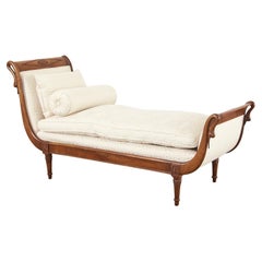 Neoclassical French Empire Swan Neck Chaise Longue Recamier