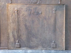 Neoclassical French Fireback with Pillars of Freedom, Dated 1834
