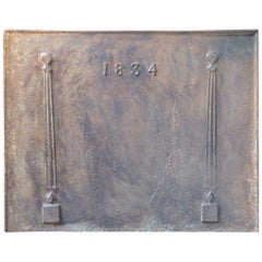 Neoclassical French Fireback with Pillars of Freedom, Dated 1834