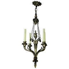 Neoclassical French Four-Branch Silver Chandelier