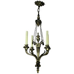 Neoclassical French Four-Branch Silver Chandelier