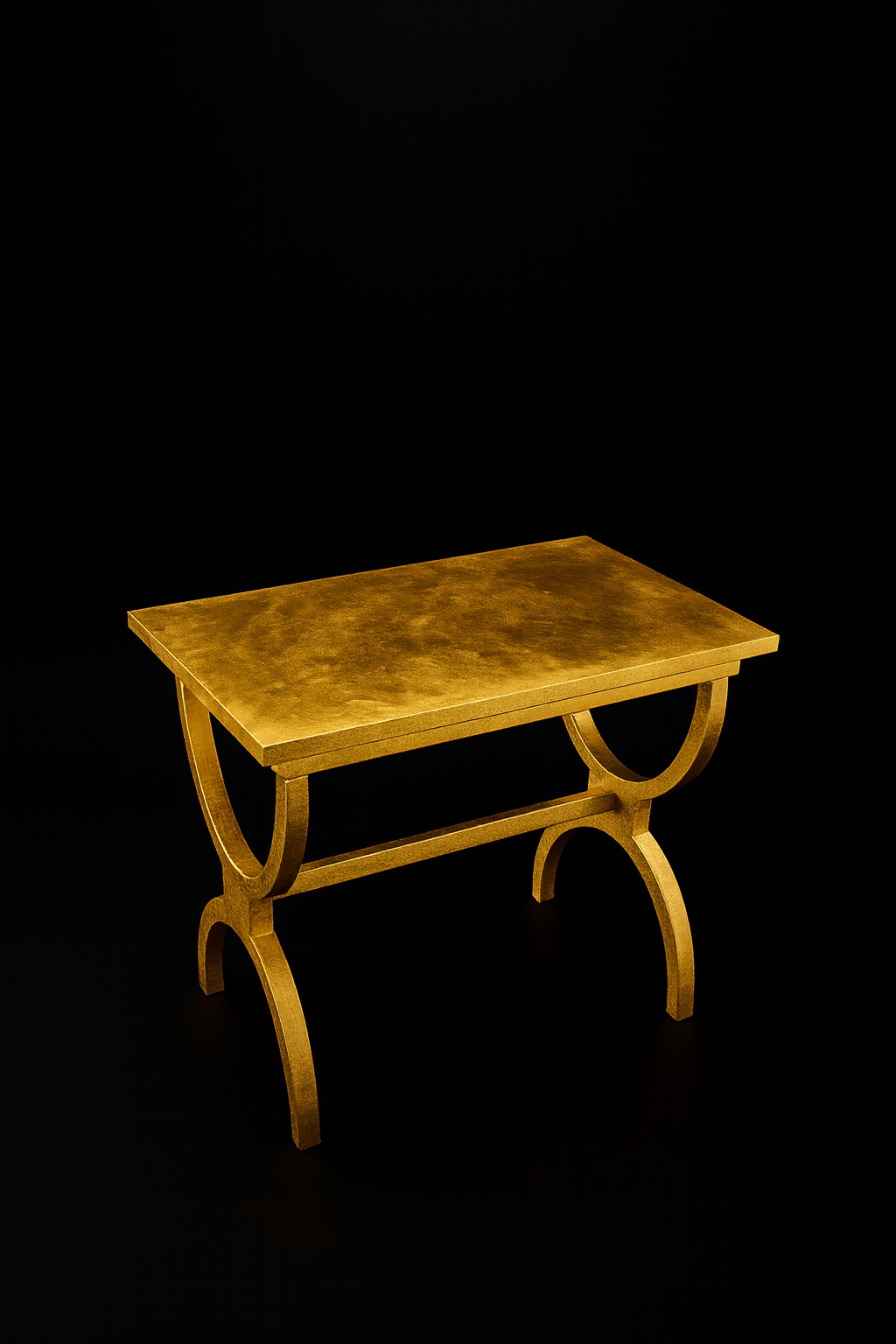 Walnut Neoclassical French Golden Gilt Center Table, 20th Century For Sale