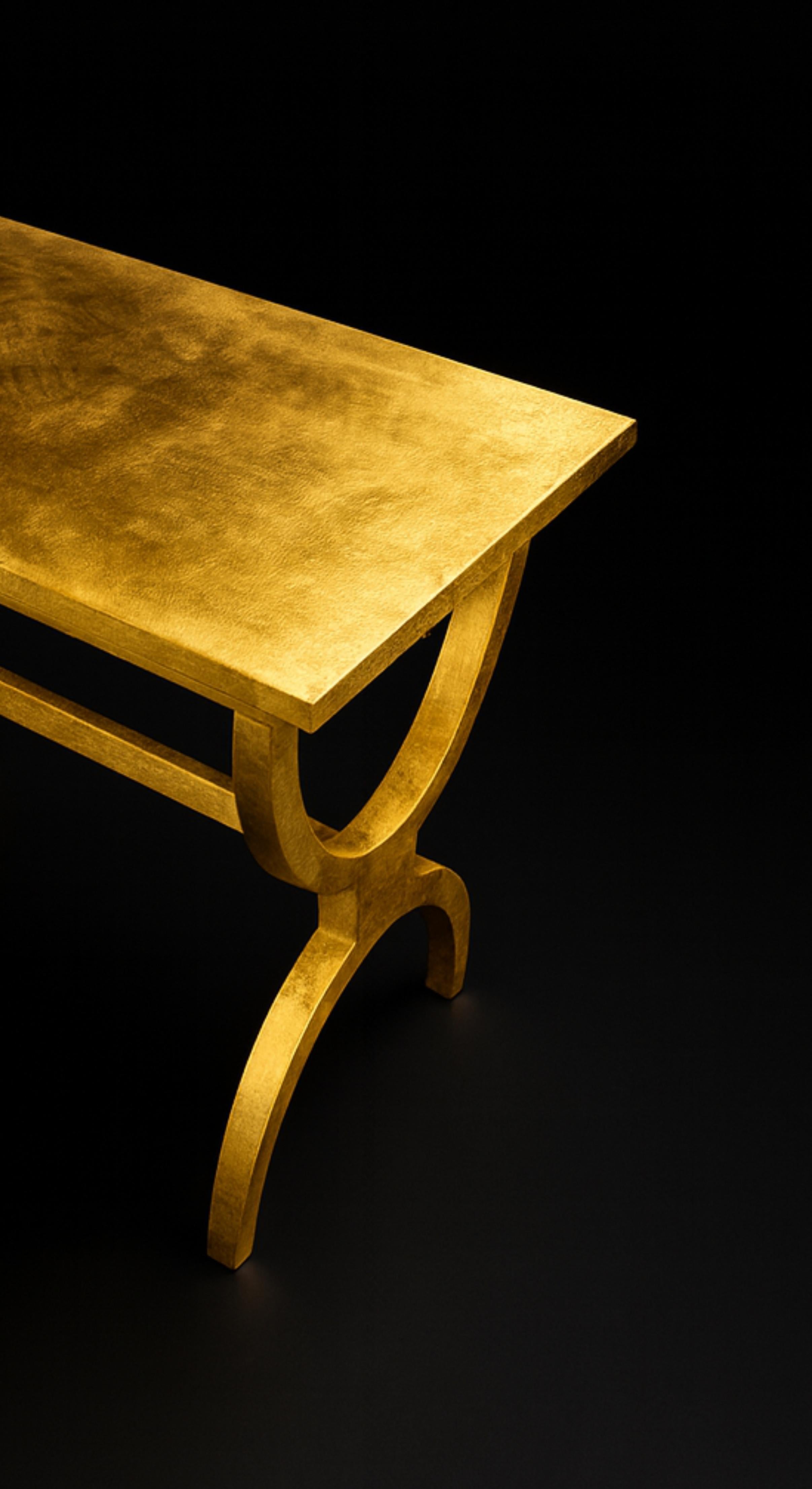 Neoclassical French Golden Gilt Center Table, 20th Century For Sale 1
