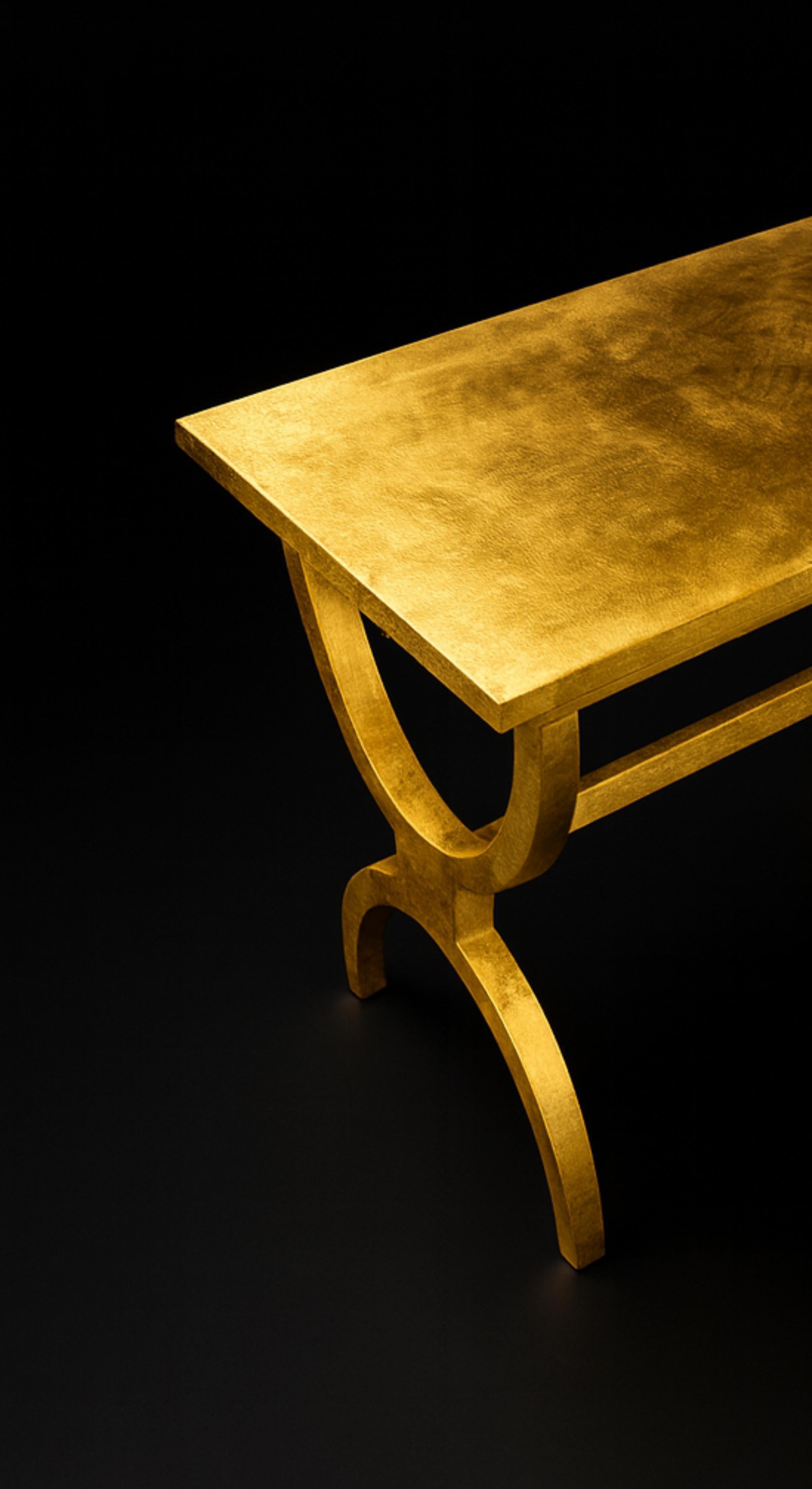 Neoclassical French Golden Gilt Center Table, 20th Century For Sale 2