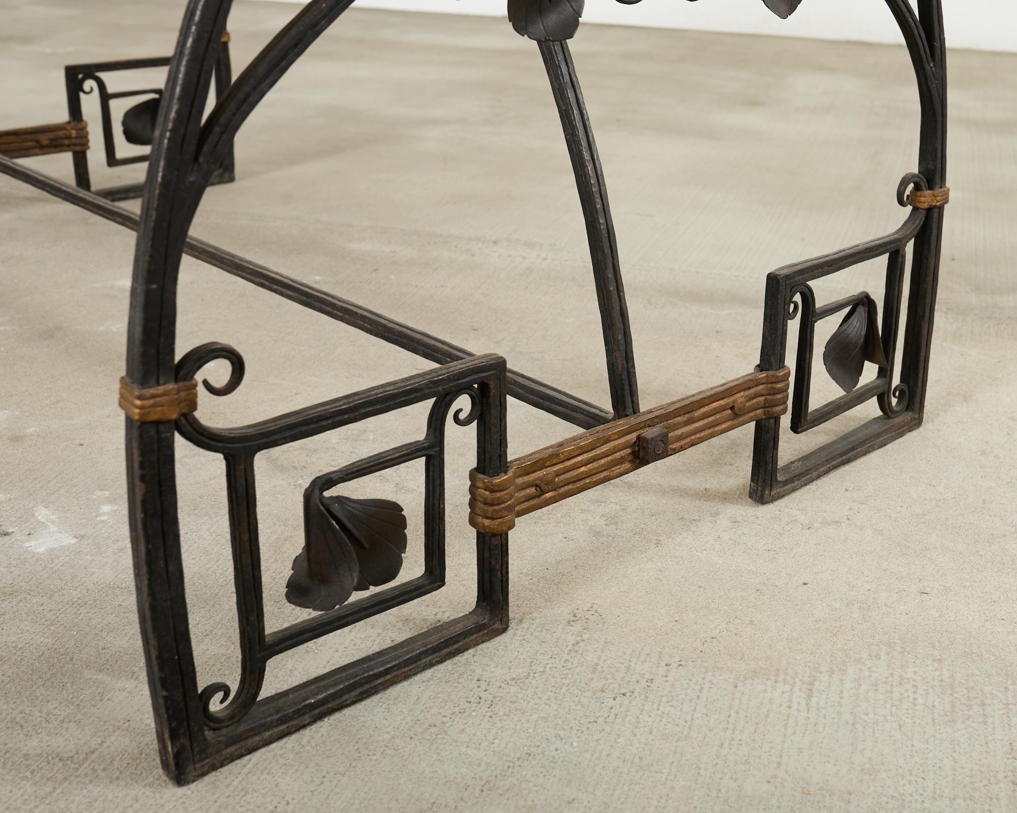 Neoclassical French Iron and Limestone Garden Dining Table For Sale 5