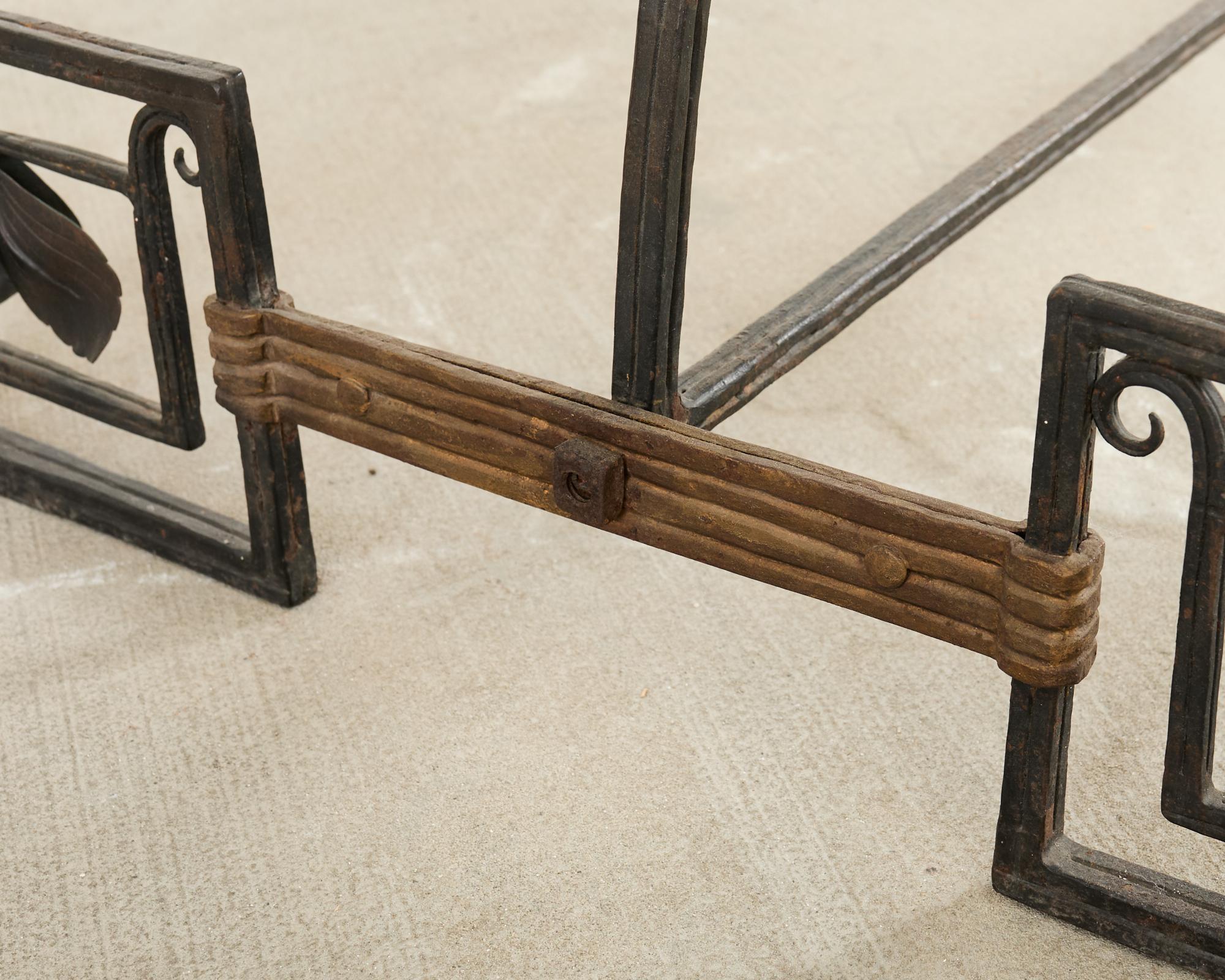 Neoclassical French Iron and Limestone Garden Dining Table For Sale 8