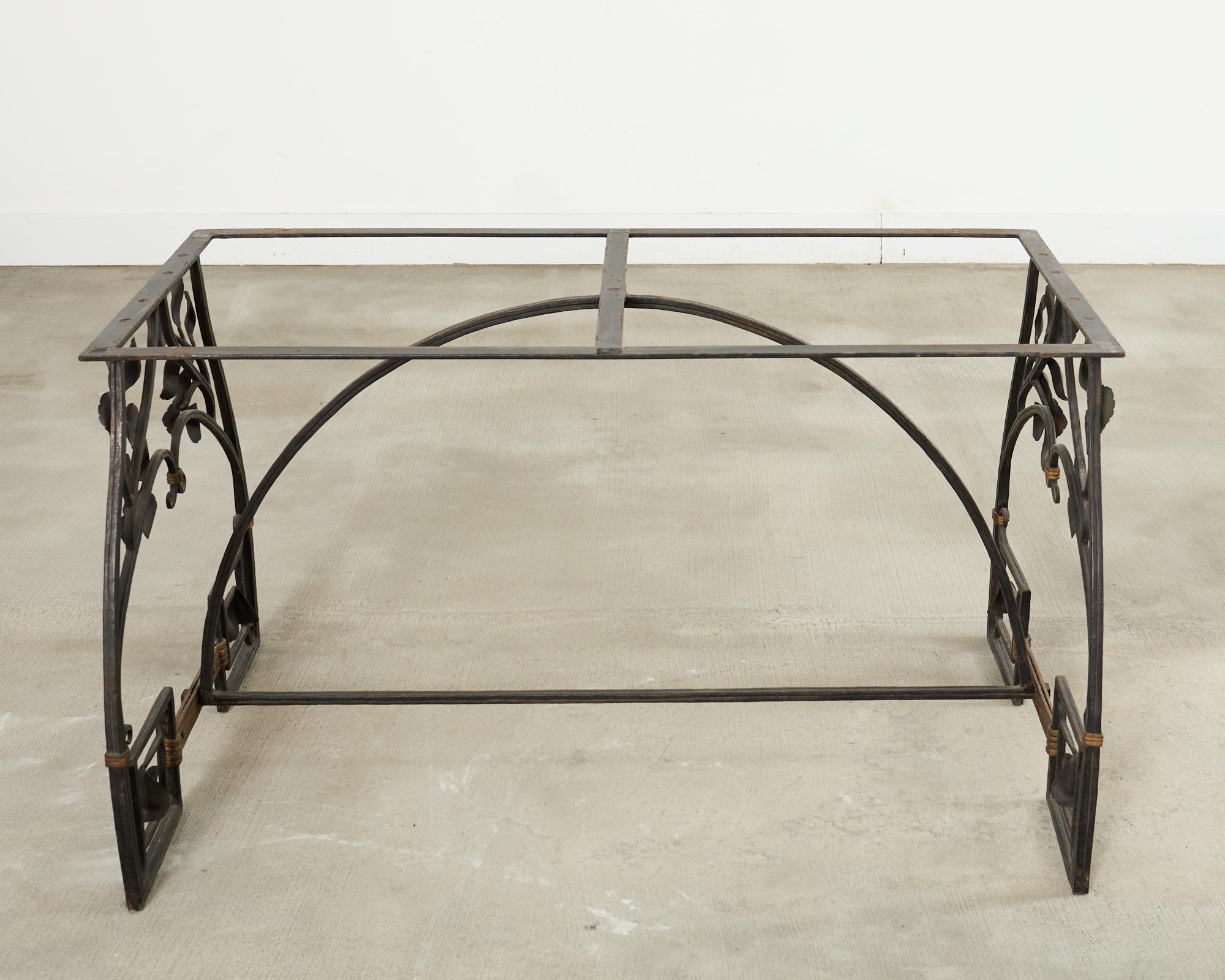 Neoclassical French Iron and Limestone Garden Dining Table For Sale 13