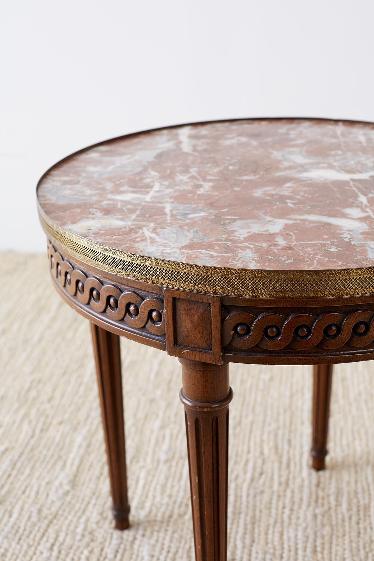European Neoclassical French Louis XVI Style Marble Bouillotte Table