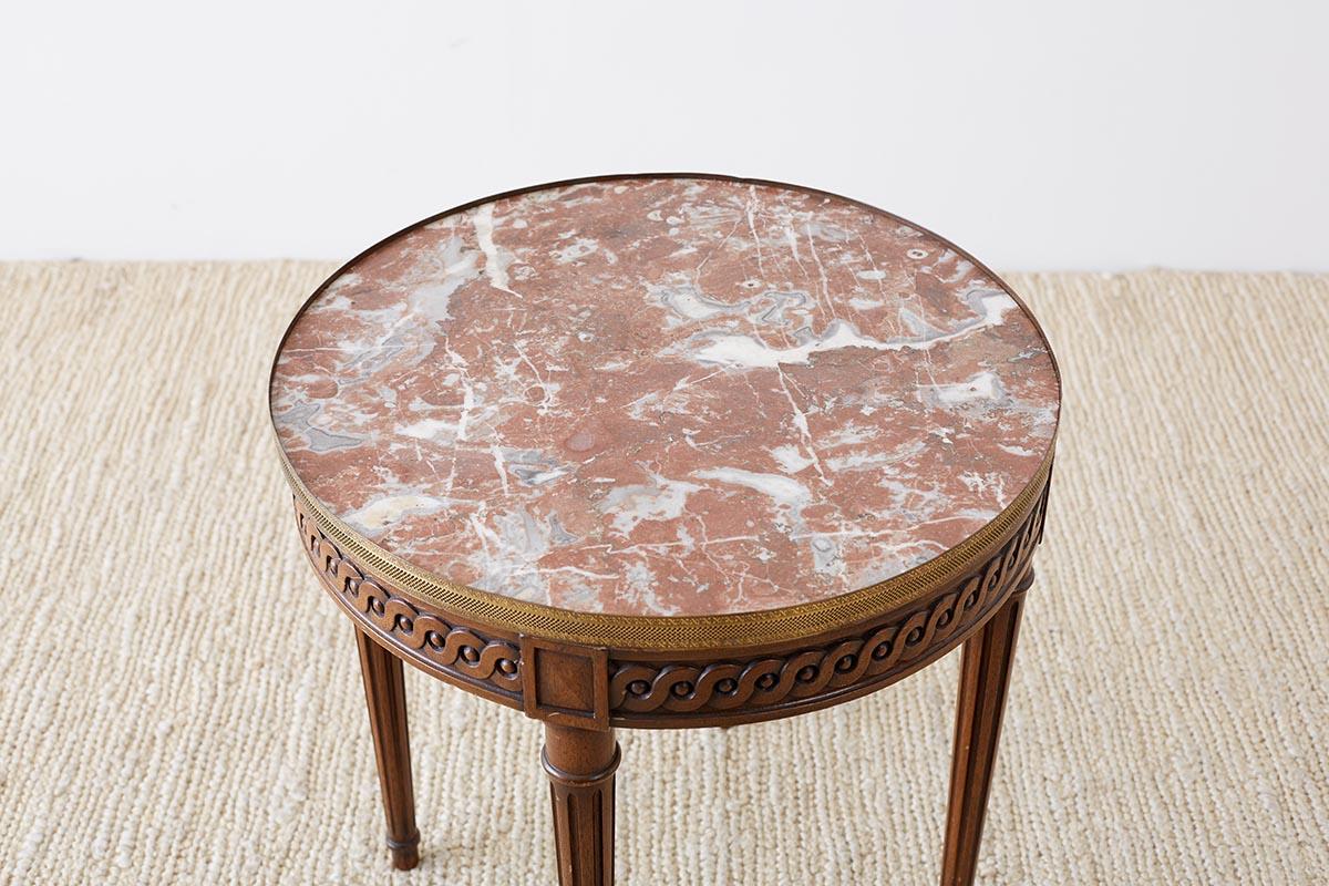Neoclassical French Louis XVI Style Marble Bouillotte Table In Good Condition In Rio Vista, CA