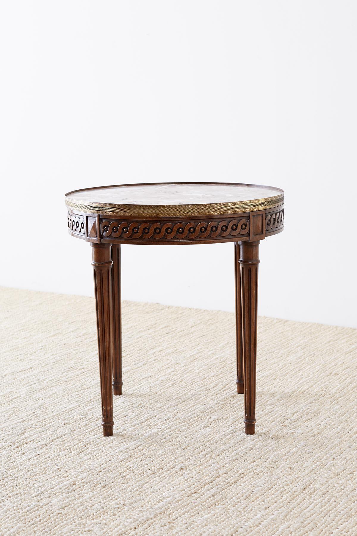 Neoclassical French Louis XVI Style Marble Bouillotte Table 1