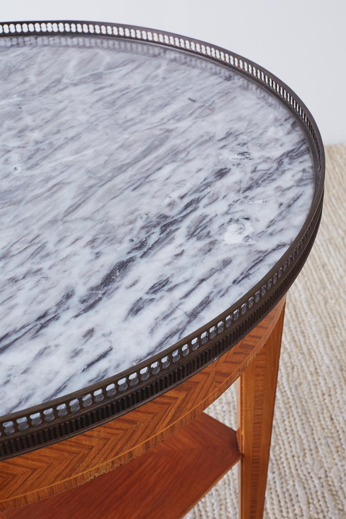 Neoclassical French Louis XVI Style Marble Bouilotte Table 11