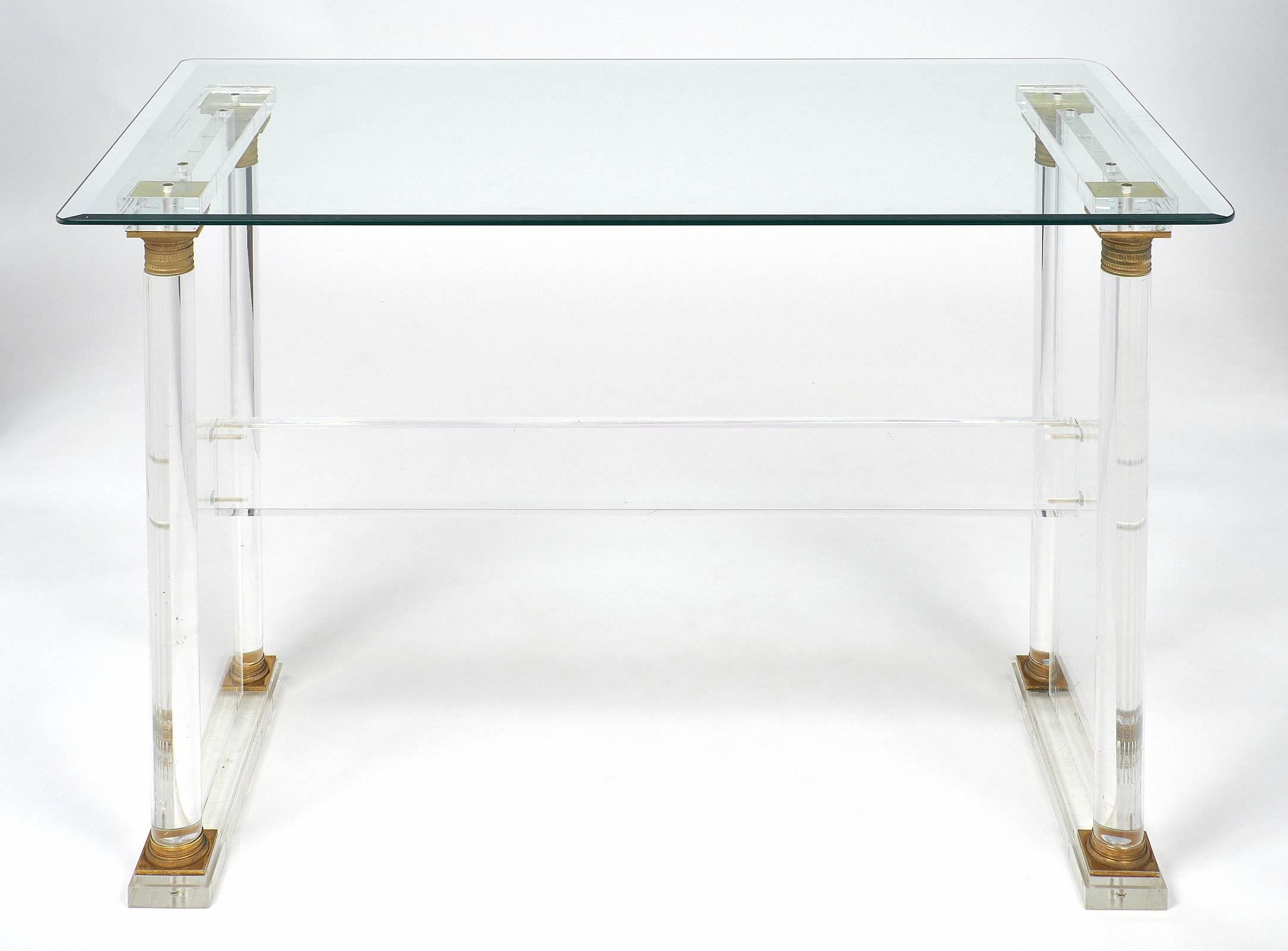 Neoclassical French Lucite Desk or Table In Excellent Condition In Austin, TX