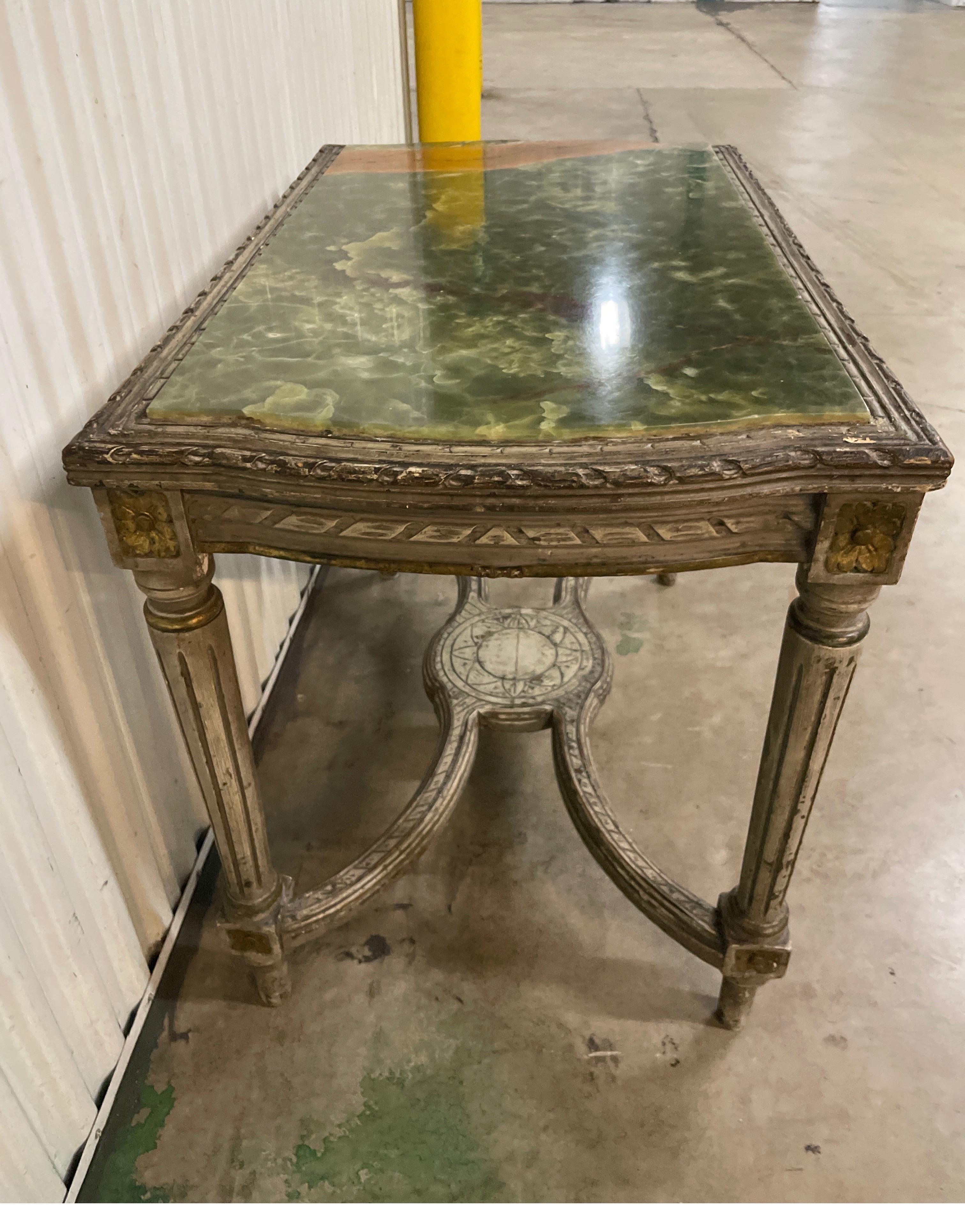 Neoclassical French Onyx Top Center Table For Sale 4